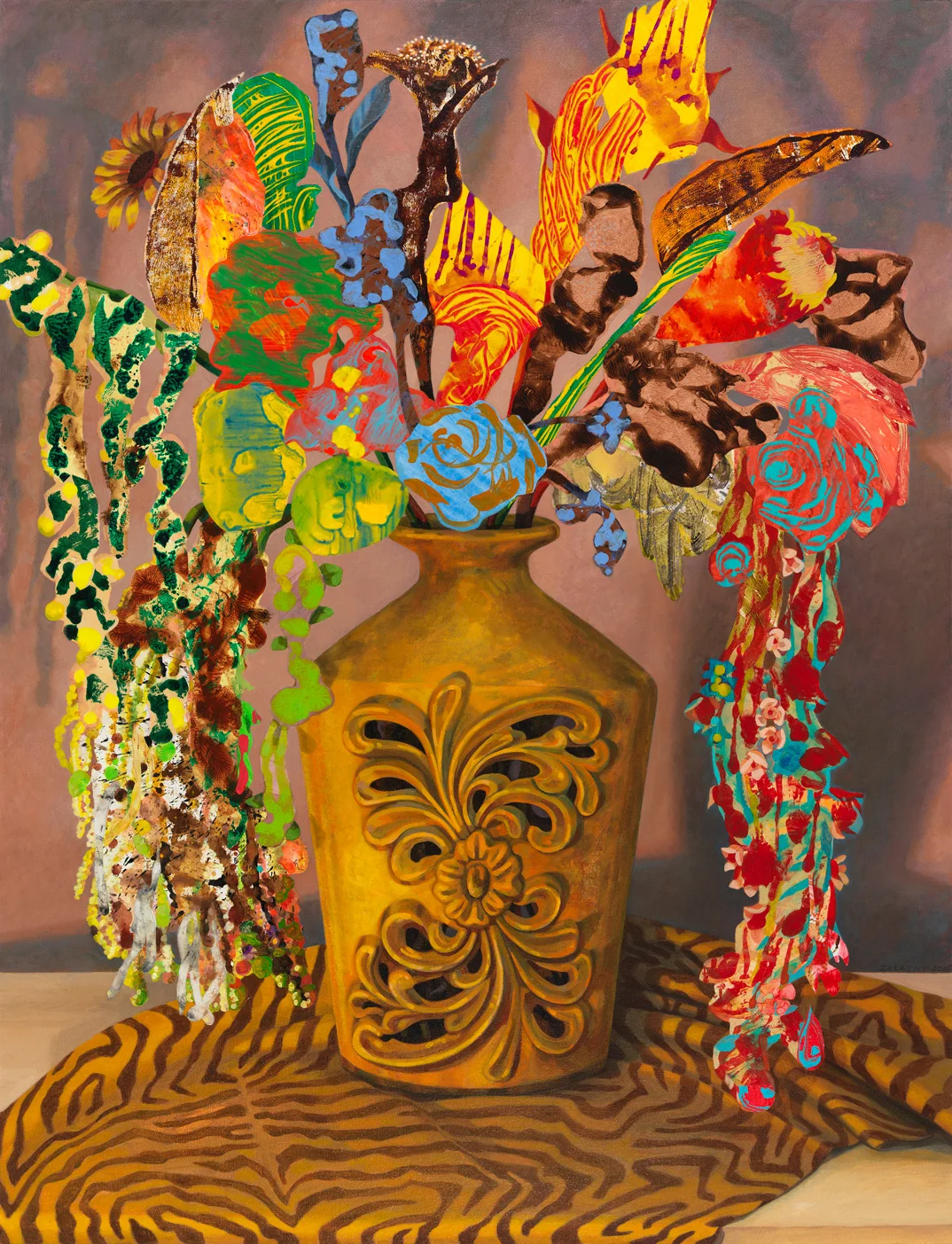 The Burlington Bequest, 2016, acrylic, collage, oil on canvas, 46" x 35"