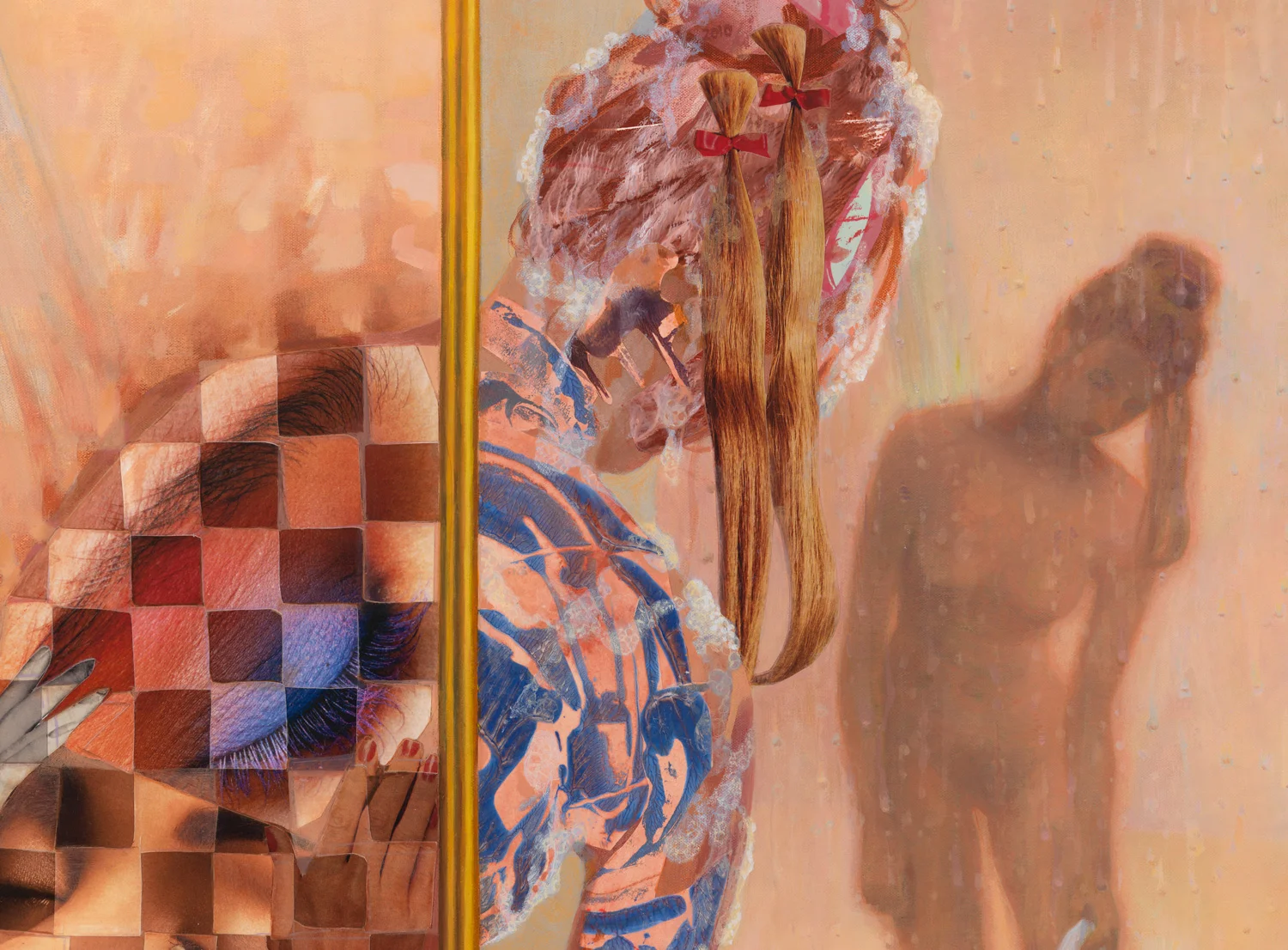 Feel a Part (detail), 2011, acrylic, collage, oil on canvas, 41" x 31"
