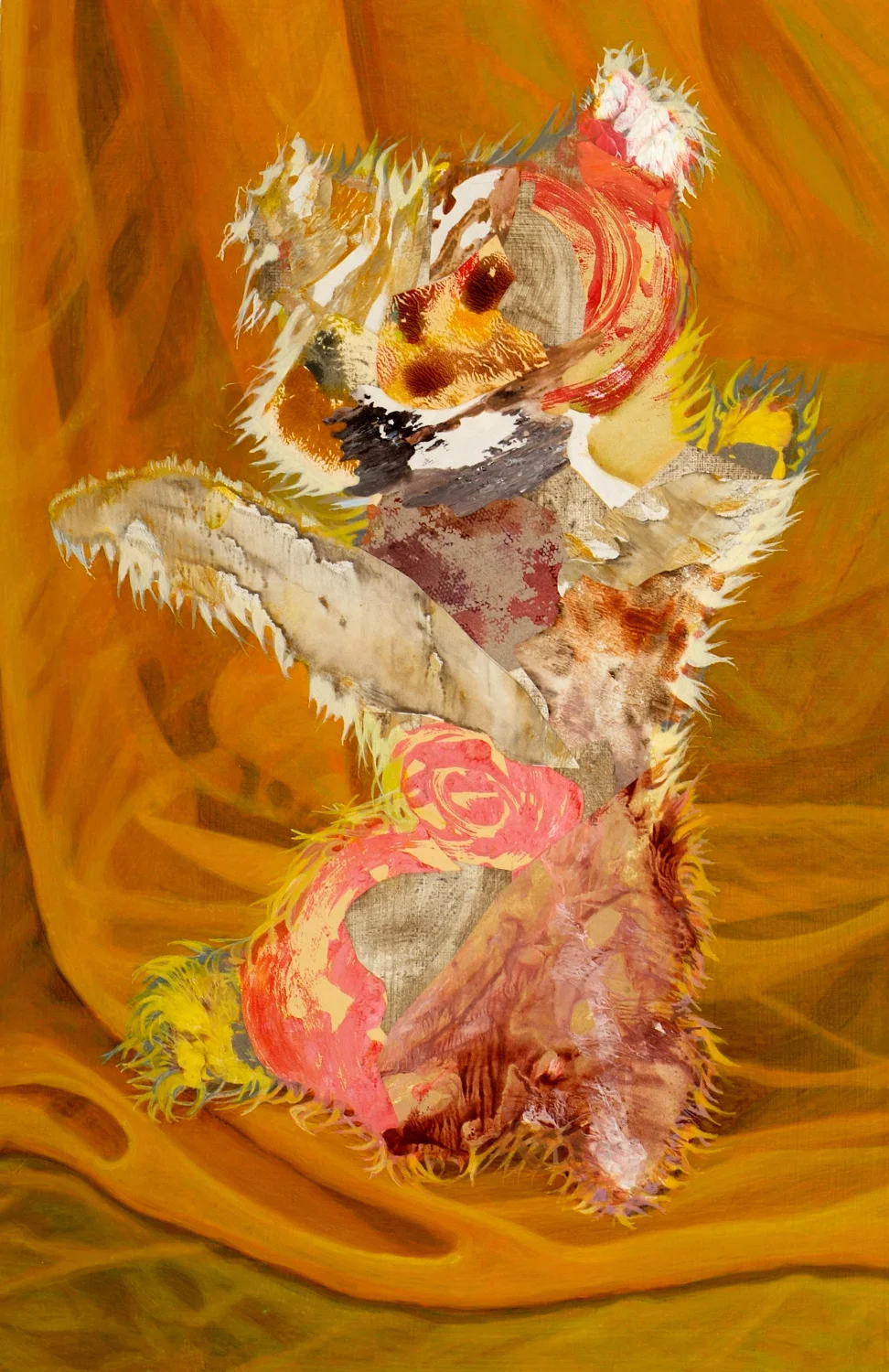 Chowder, 2005, acrylic, collage on panel, 24" x 15.75"