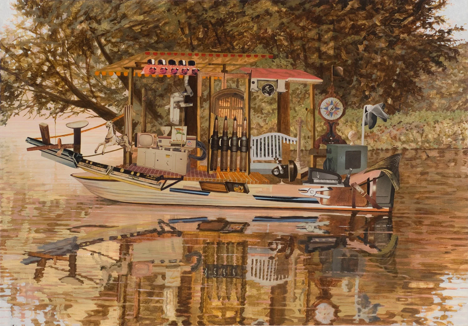 The Bend, 2007, acrylic, collage on canvas, 35" x 50"