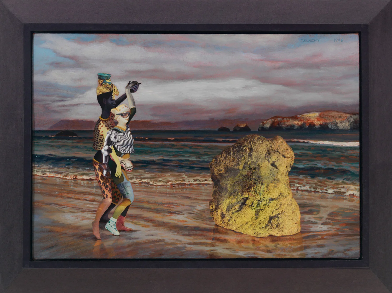 Polonaise #20 Rock, Heel, Toe, 1996, acrylic, oil, collage on canvas, 12" x 18"