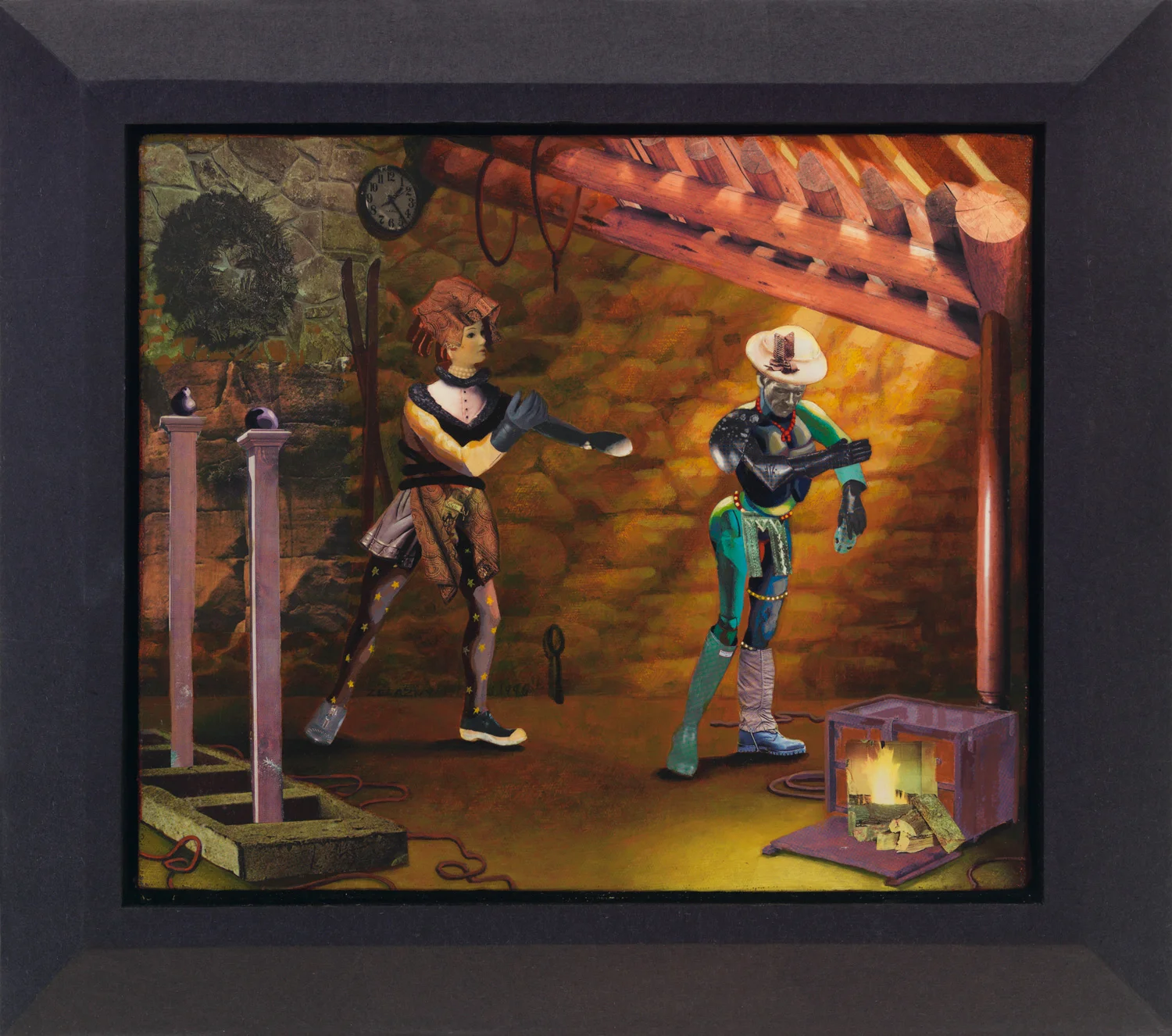 Polonaise #10 Porquoi, 1996, acrylic, oil, collage on canvas, 13" x 11"