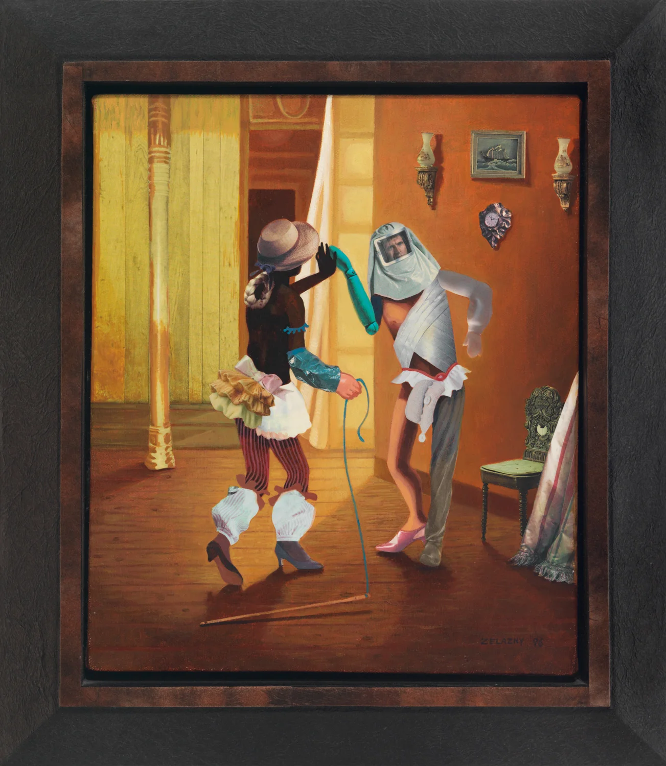 Polonaise #16 Toe and Turn, 1996, acrylic, oil, collage on canvas, 13" x 11"