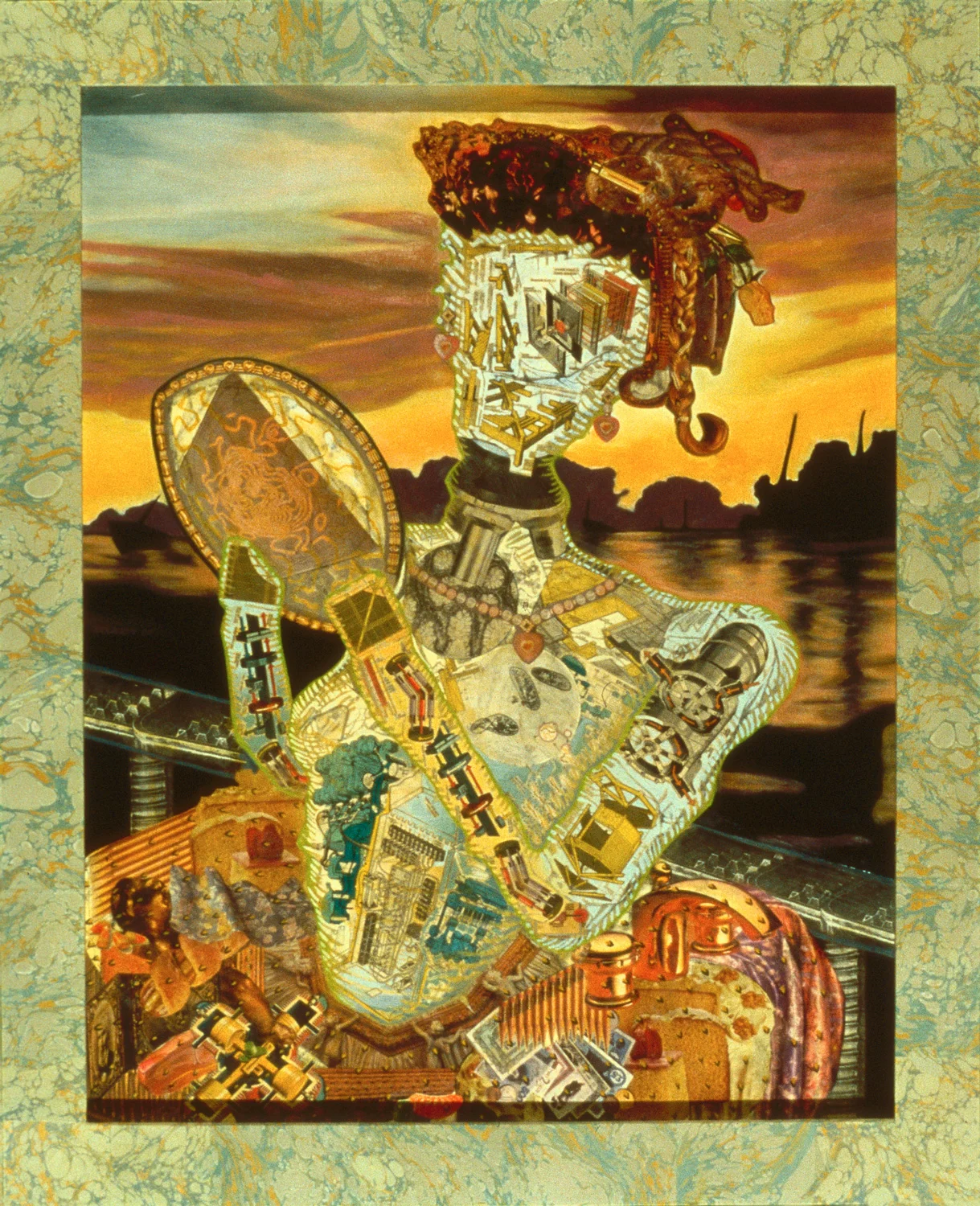 Mrs. Columbus, 1987, oil, collage on panel, 41" x 33"