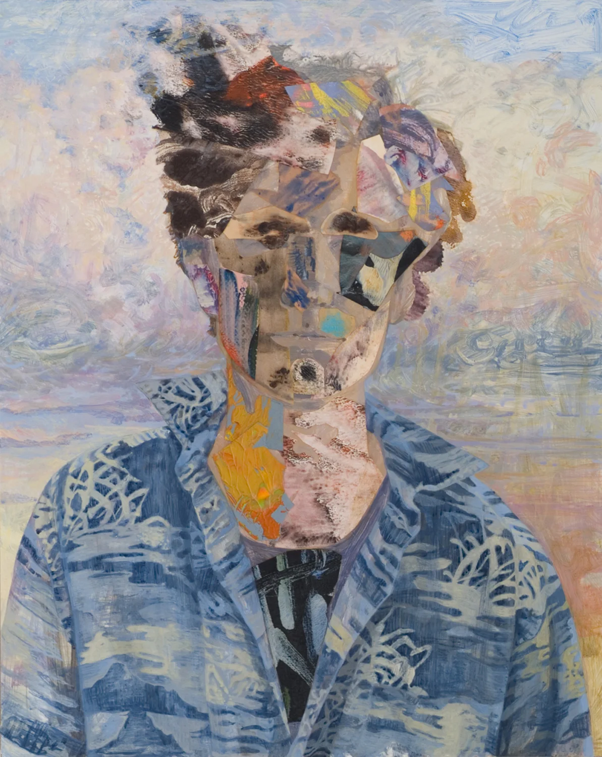 Clyde, 2006, acrylic, collage on panel, 20" x 16"