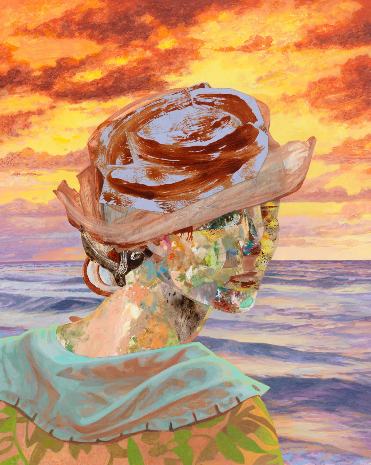 #3 Lapping Waves, 2007, acrylic, collage on panel, 20" x 16"