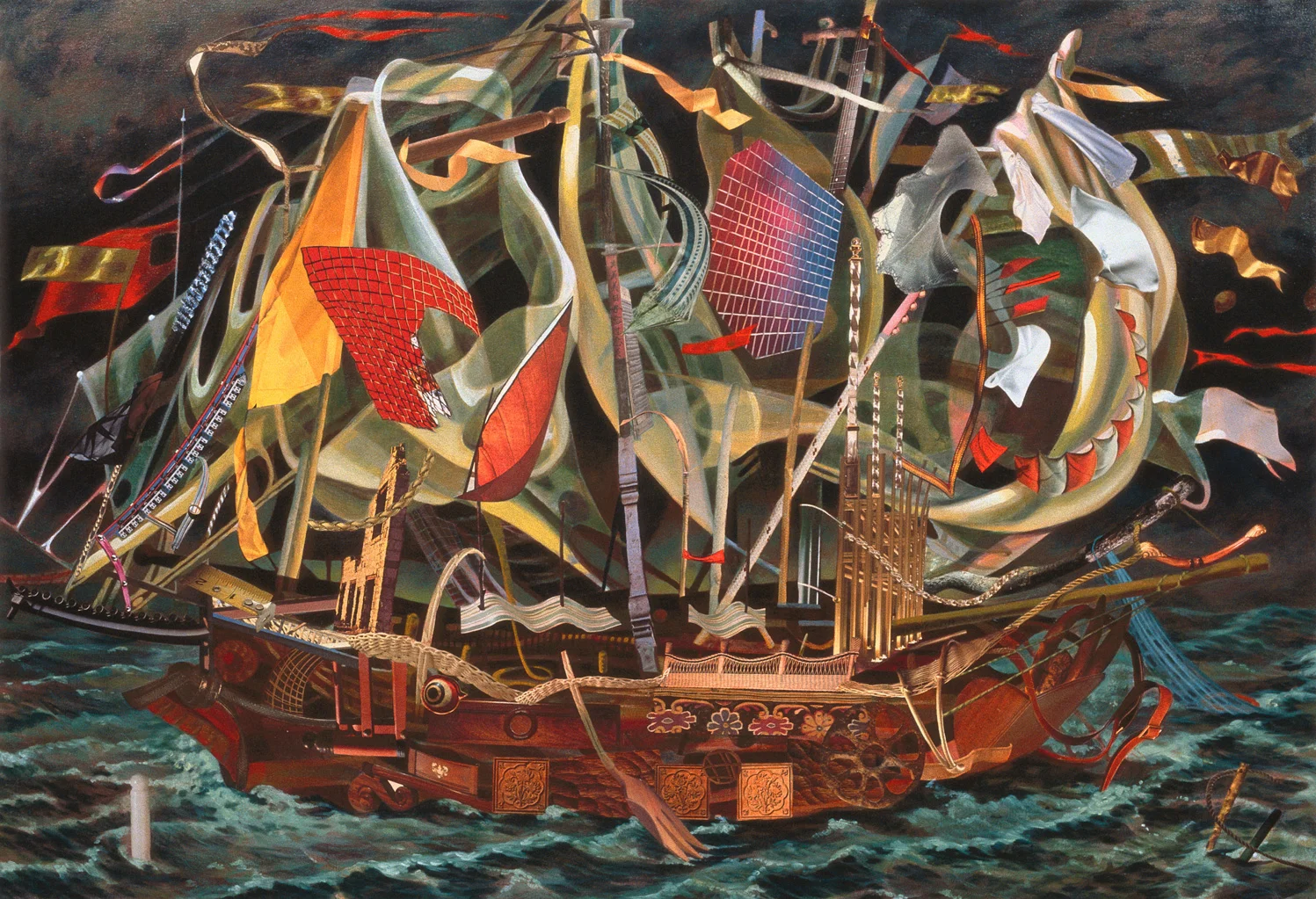 Great Harry, 1998, acrylic, oil, collage on canvas, 34" x 50.5"