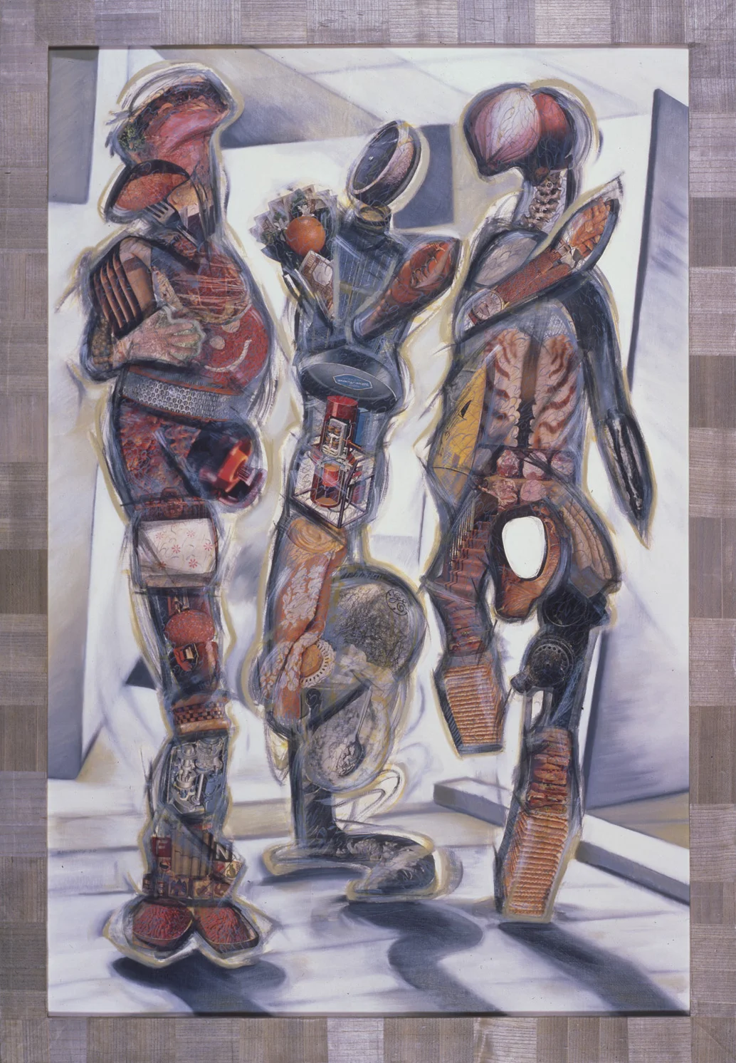 Thick as Thieves, 1986, oil, collage on panel, 79.5" x 55"
