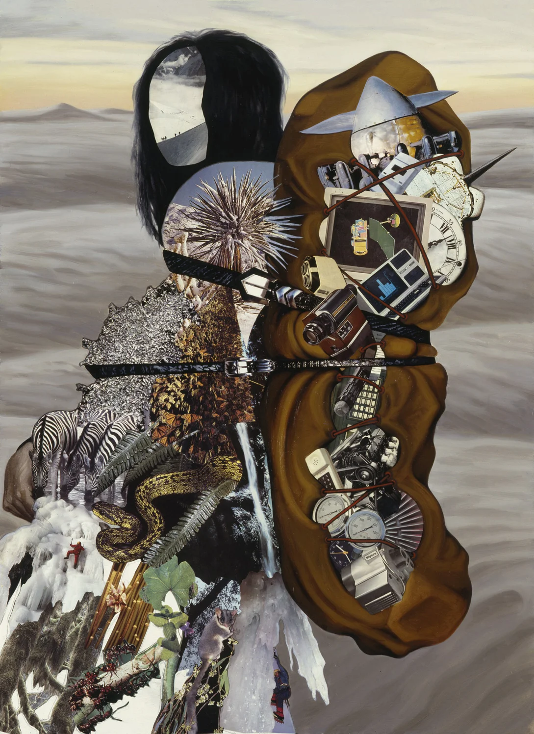 Amazon Papoose, 1988, oil, collage on panel, 48" x 35"