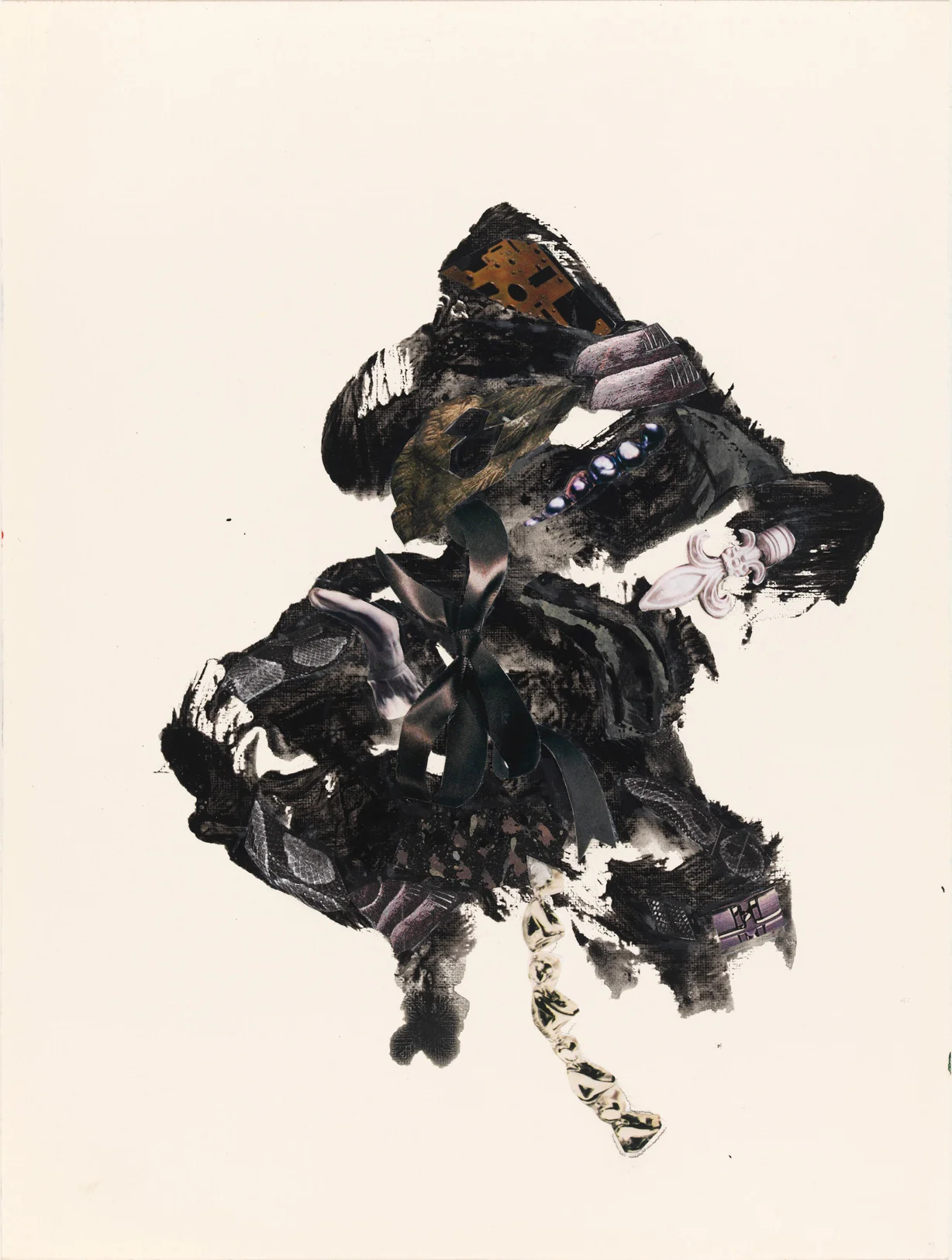 Bow, 2017, acrylic, collage on paper, 12" x 9"
