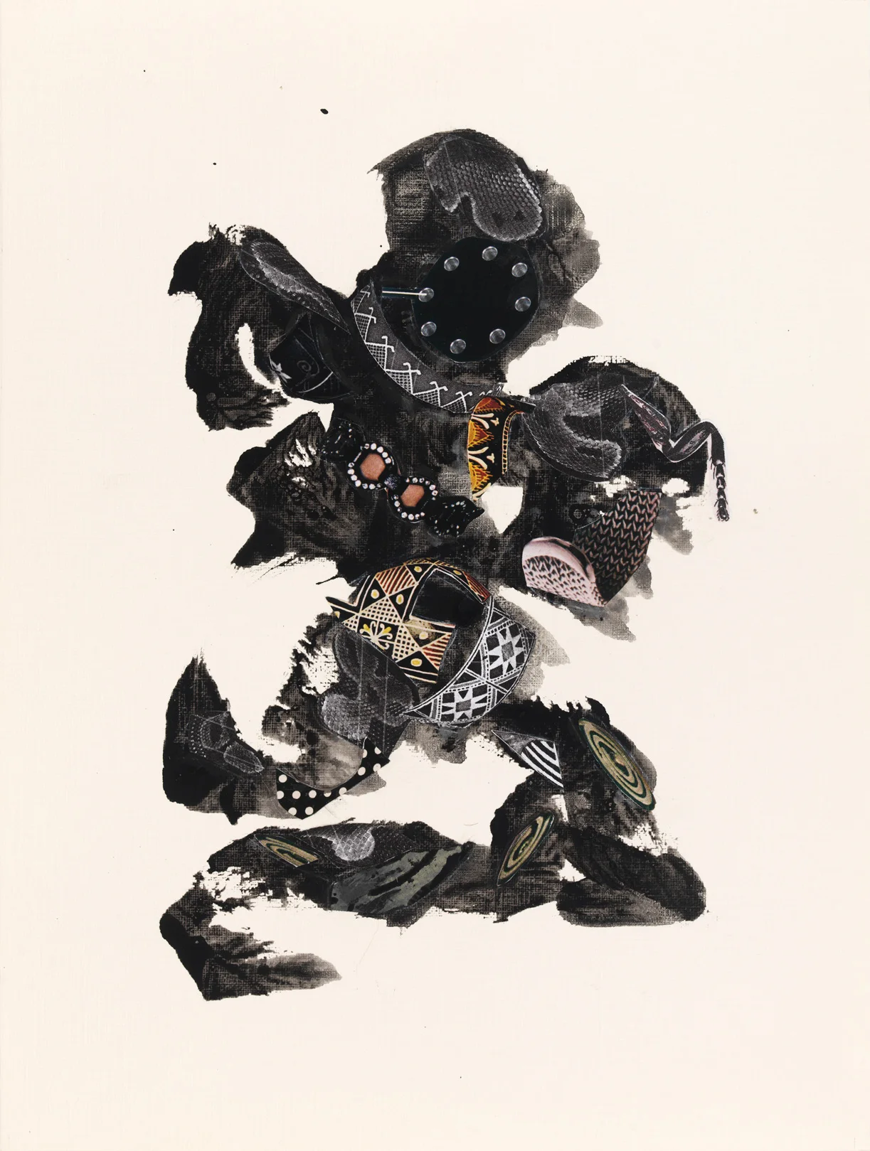 Skin, 2017, acrylic, collage on paper, 12" x 9"