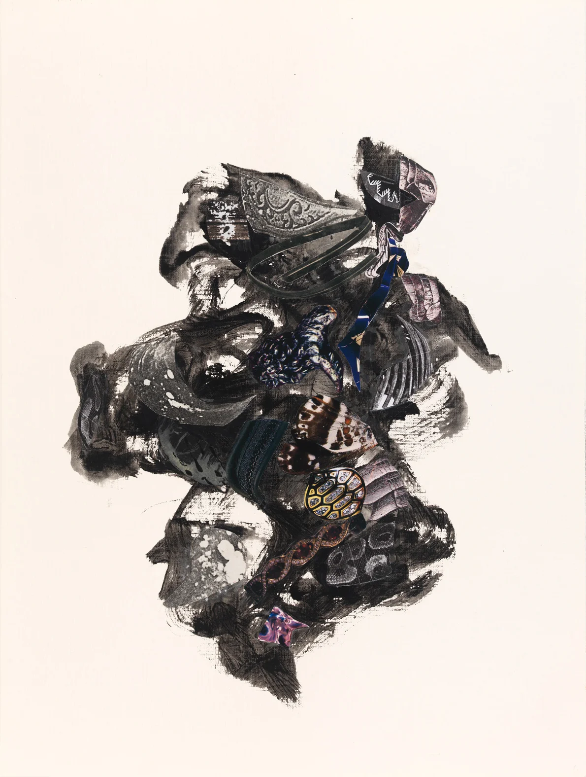 Turtle, 2017, acrylic, collage on paper, 16" x 12"