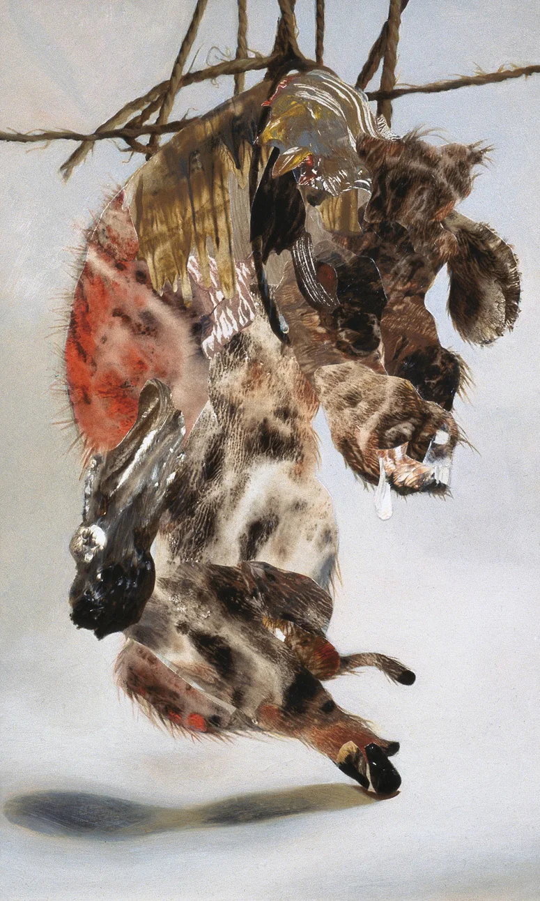 Little Spittle, 2002, acrylic, oil, collage on panel, 16" x 10"