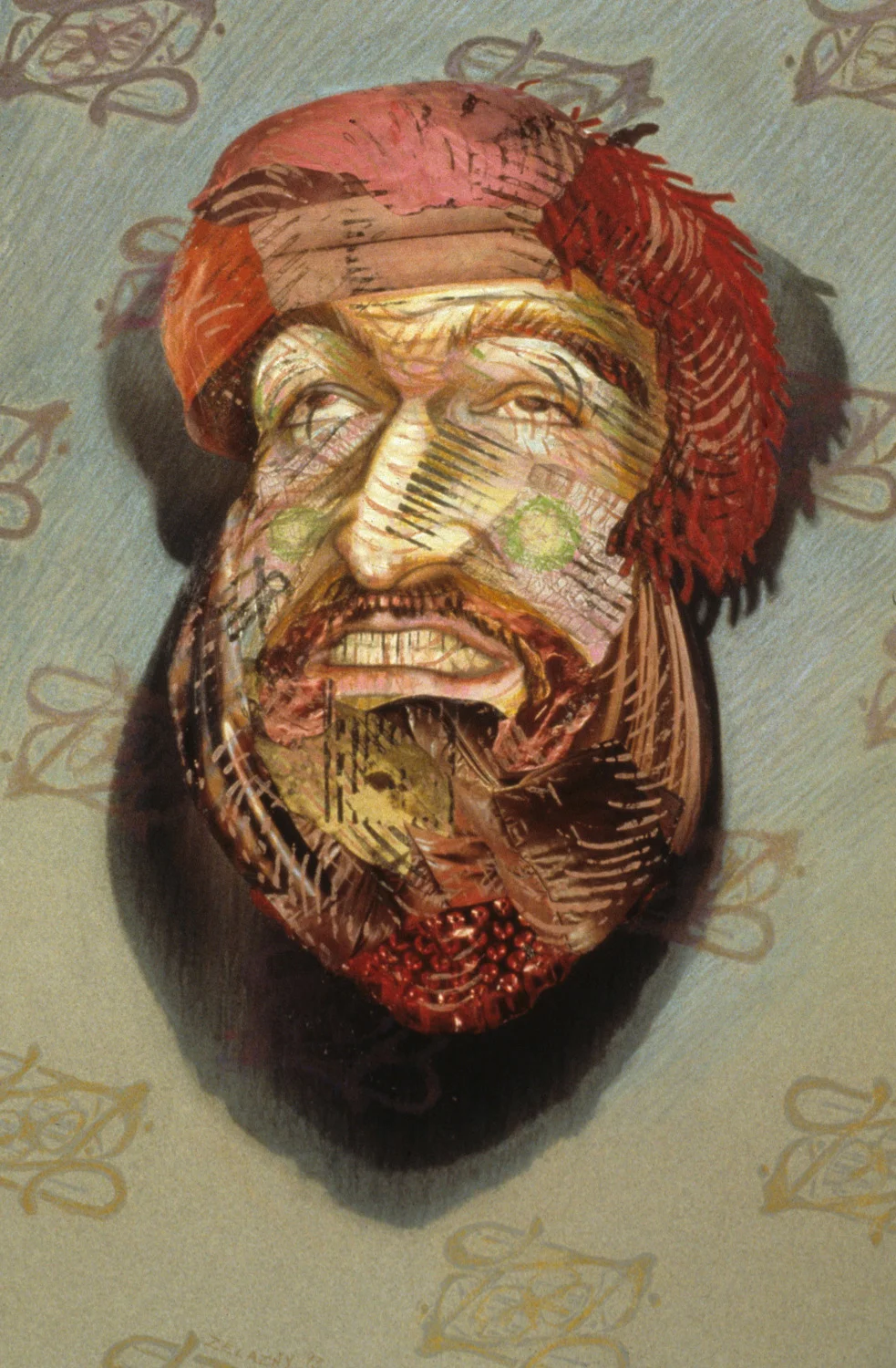 Fortunato, 1993, mixed media, collage on paper, 22" x 15"