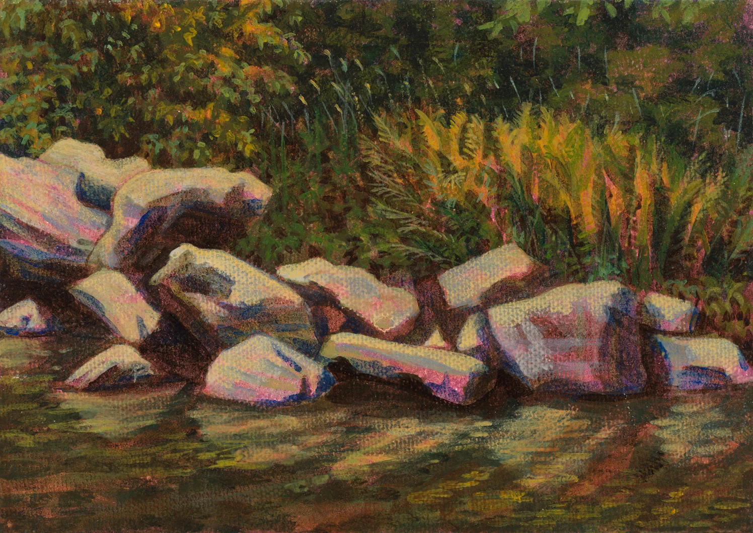 Garnett's Creek PA, 1997, acrylic on canvas, 5" x 7"