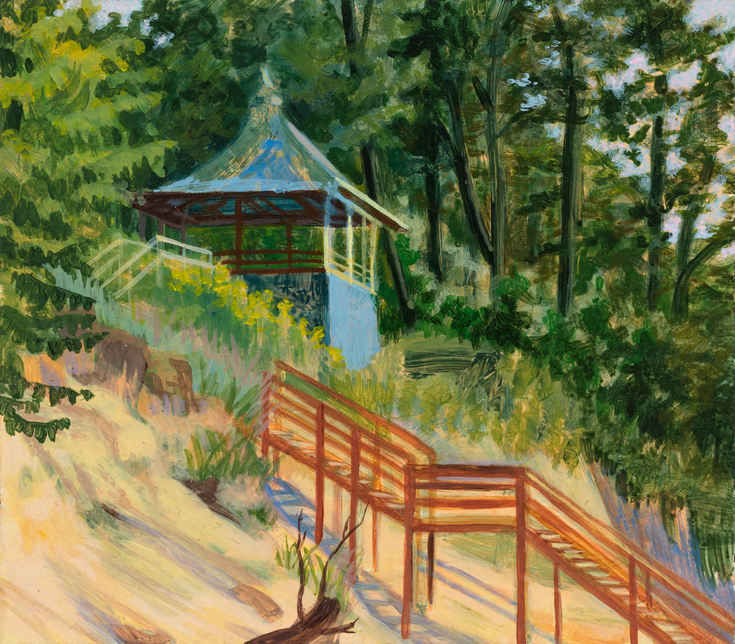 Beloved Pagoda at Hagar Shores, 1998, acrylic on panel, 5.5" x 6.5"