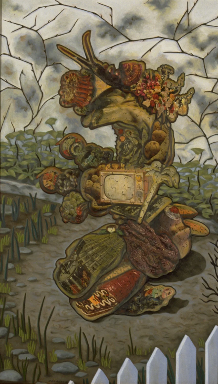 Slugger, 1986, oil, collage on panel, 71" x 29"