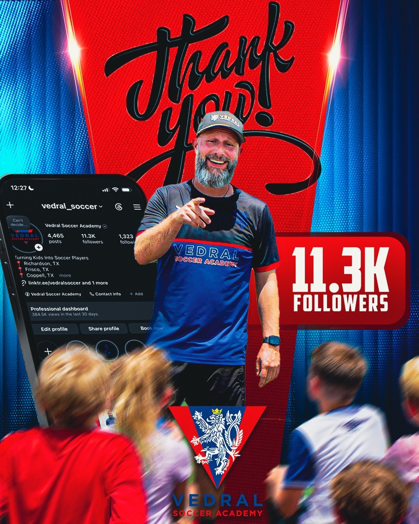 11.3K strong ❤️⚽️

Grateful for every player, parent, coach, and family that continues to support what we&rsquo;re building at Vedral Soccer Academy.

The growth is exciting, but the mission stays the same: develop better players, build better people