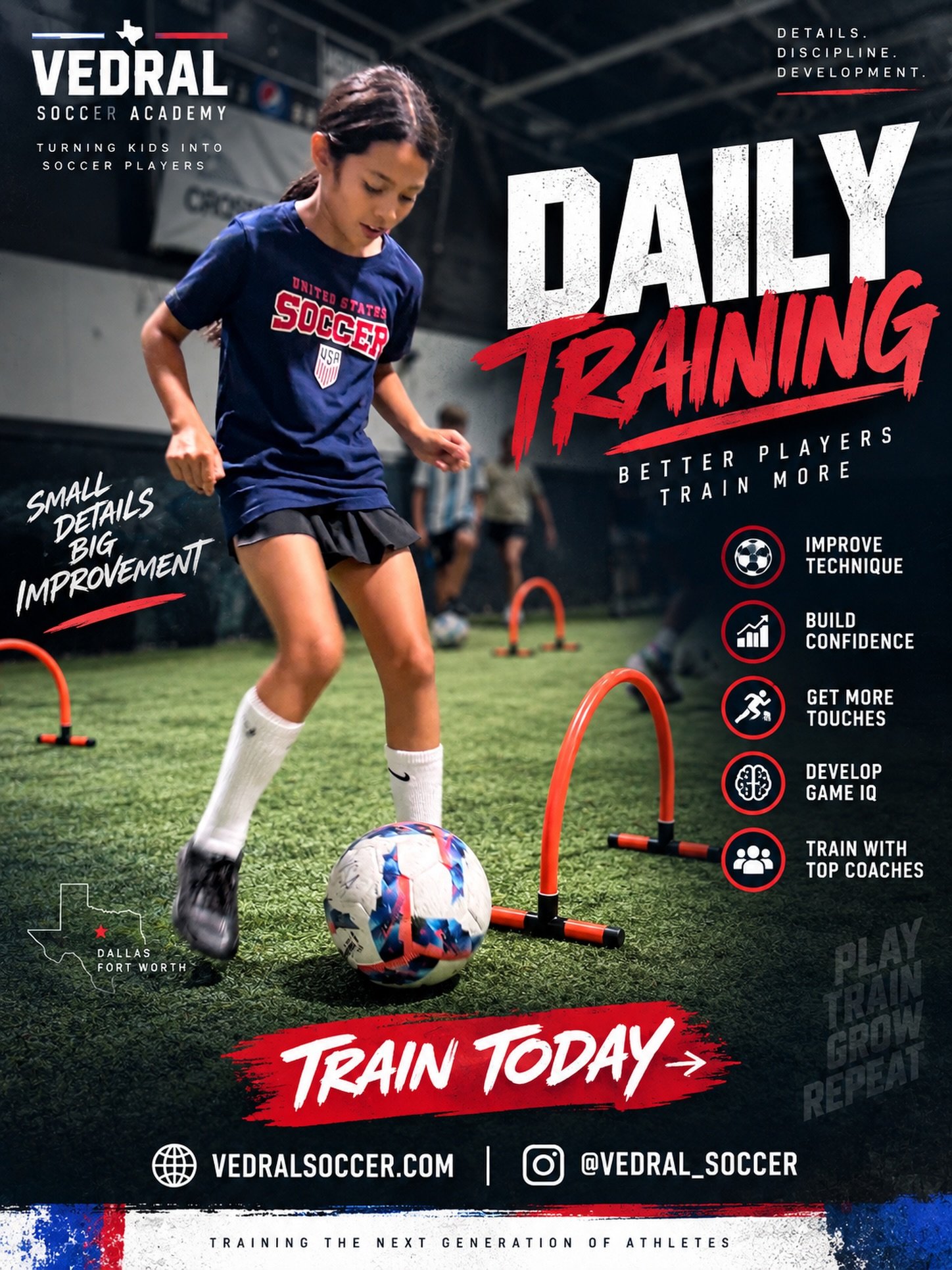 No Days Off! Join us daily in Richardson. 

#vedralsocceracademy #groupsessions #training
