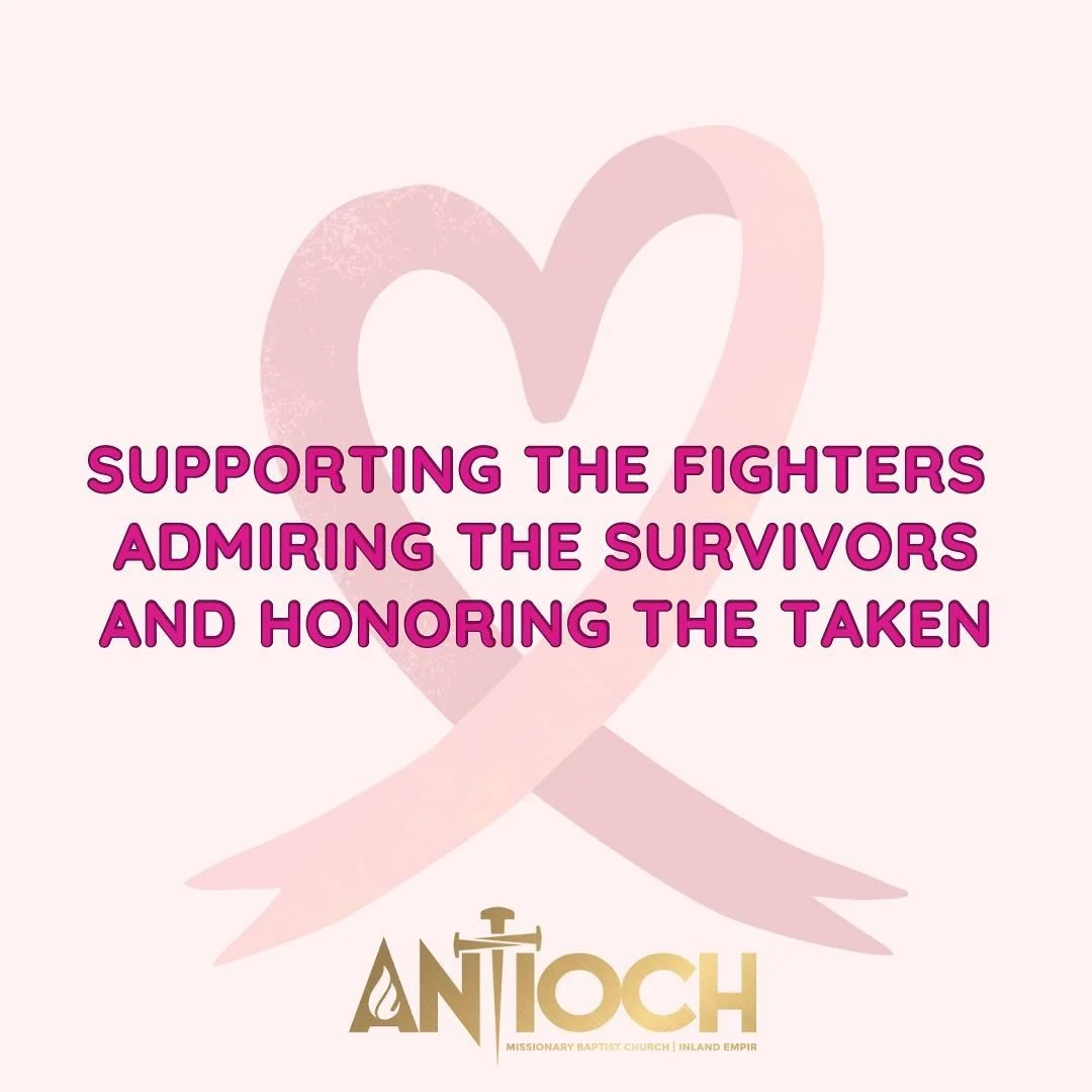 October is Breast Cancer Awareness Month. Antioch will celebrate all loved ones we remember and those we support in their battle against cancer.

Join us this Sunday at 10 AM. 
2343 N San Antonio Ave.
Pomona, CA 91767

www.antiochpomona.net