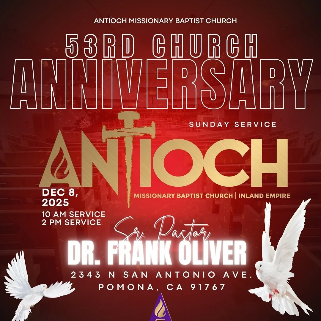 Please join us as we celebrate our 53rd church anniversary. We will have our 10:00am Worship Service and a special 2:00pm anniversary service with quest speaker T. K. Carroll of Greater Cornerstone Baptist Church of Los Angeles.

2343 N San Antonio A