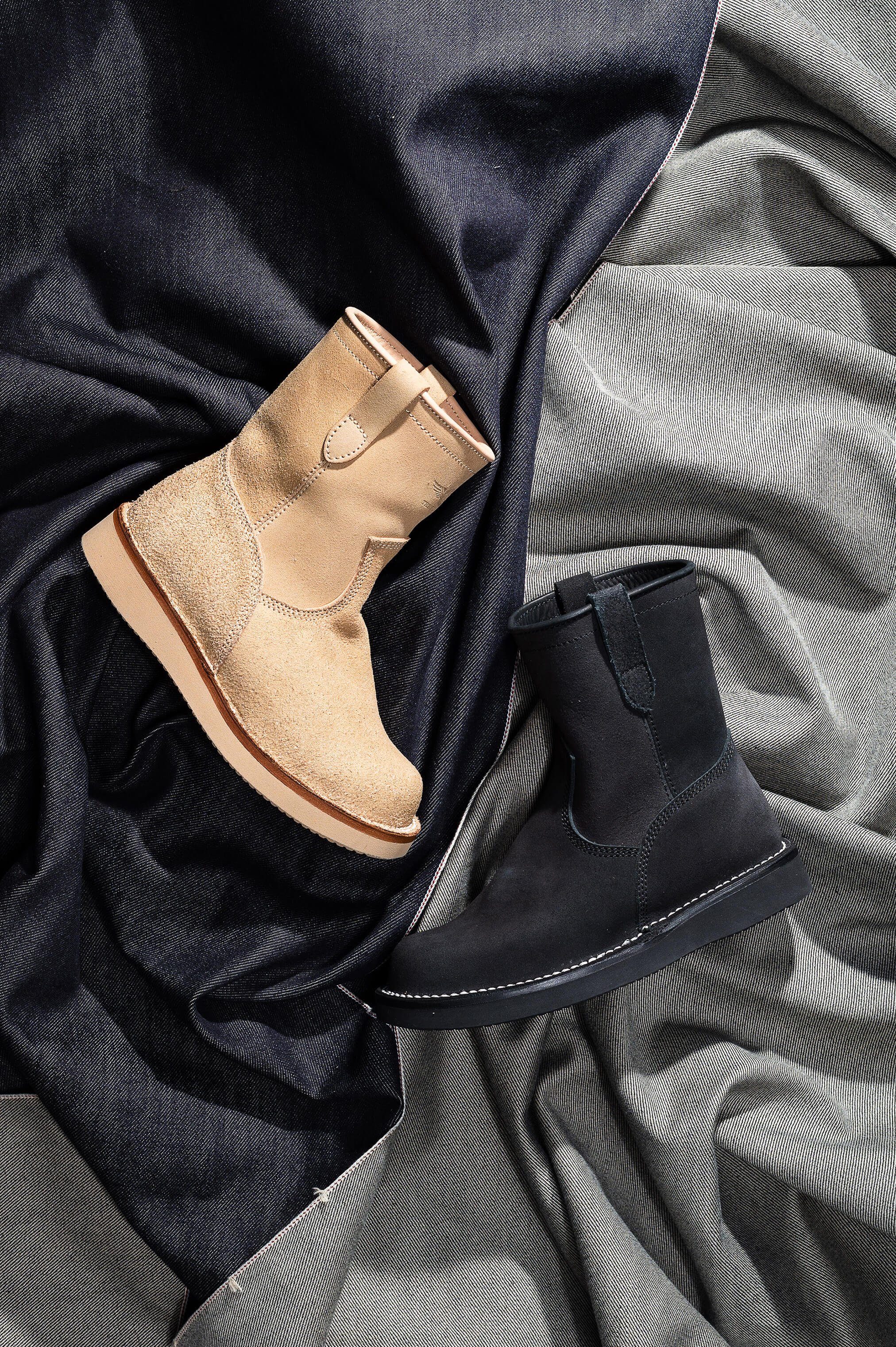 The Flat Head Suede boots product photography — commercial footwear photography by Daniel Ponce, San Francisco