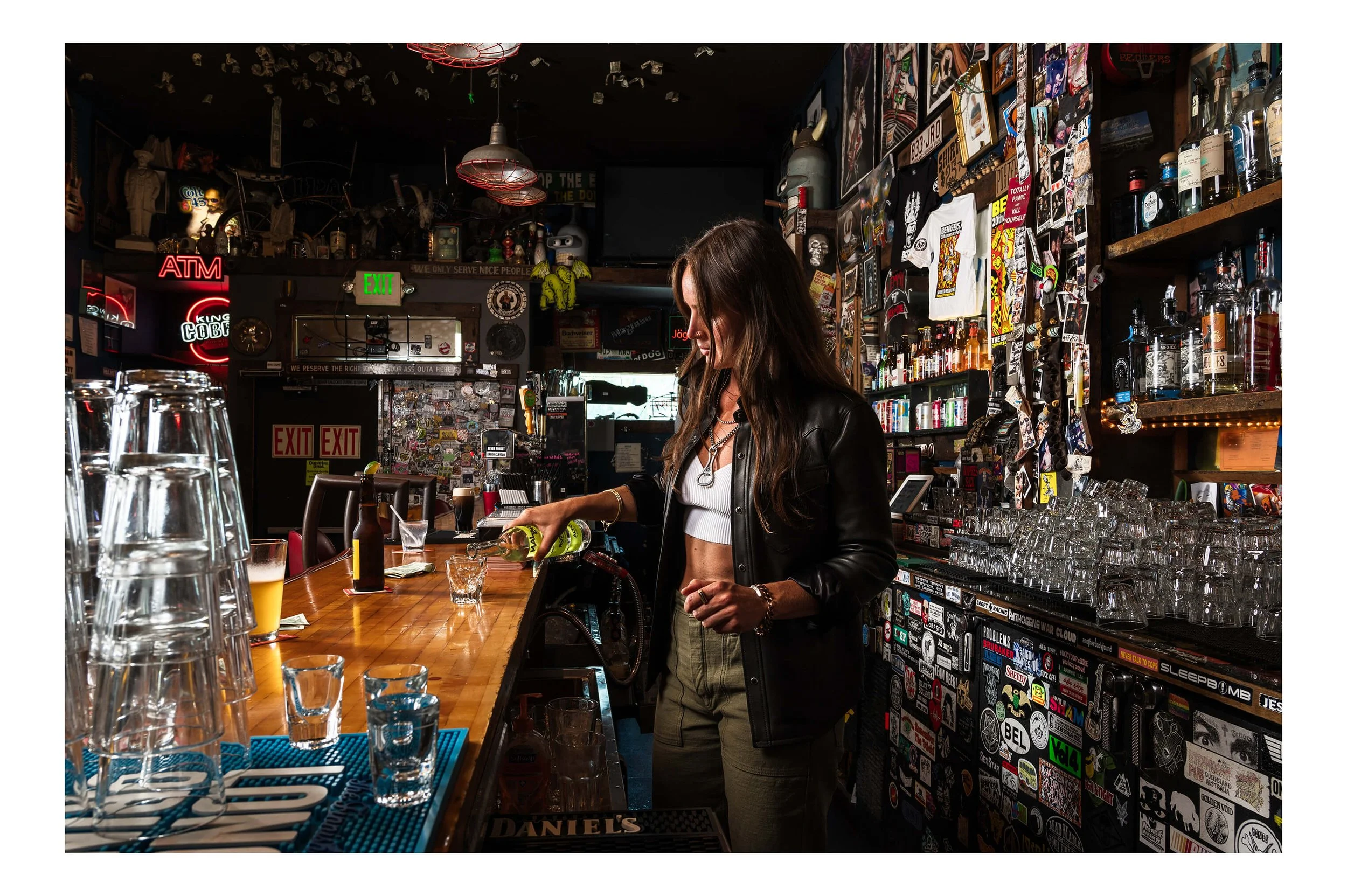 Bartender pouring a drink at Benders SF — commercial lifestyle photography for Self Edge by Daniel Ponce, San Francisco