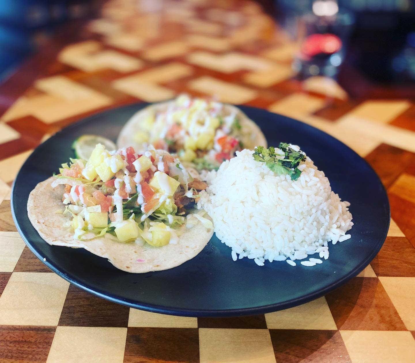 Join us tonight for Mexican Monday! Tonight&rsquo;s special: mango chipotle bbq pork tacos topped with queso and pineapple salsa! Plus fajitas, potato tacos, &amp; $3 margaritas!