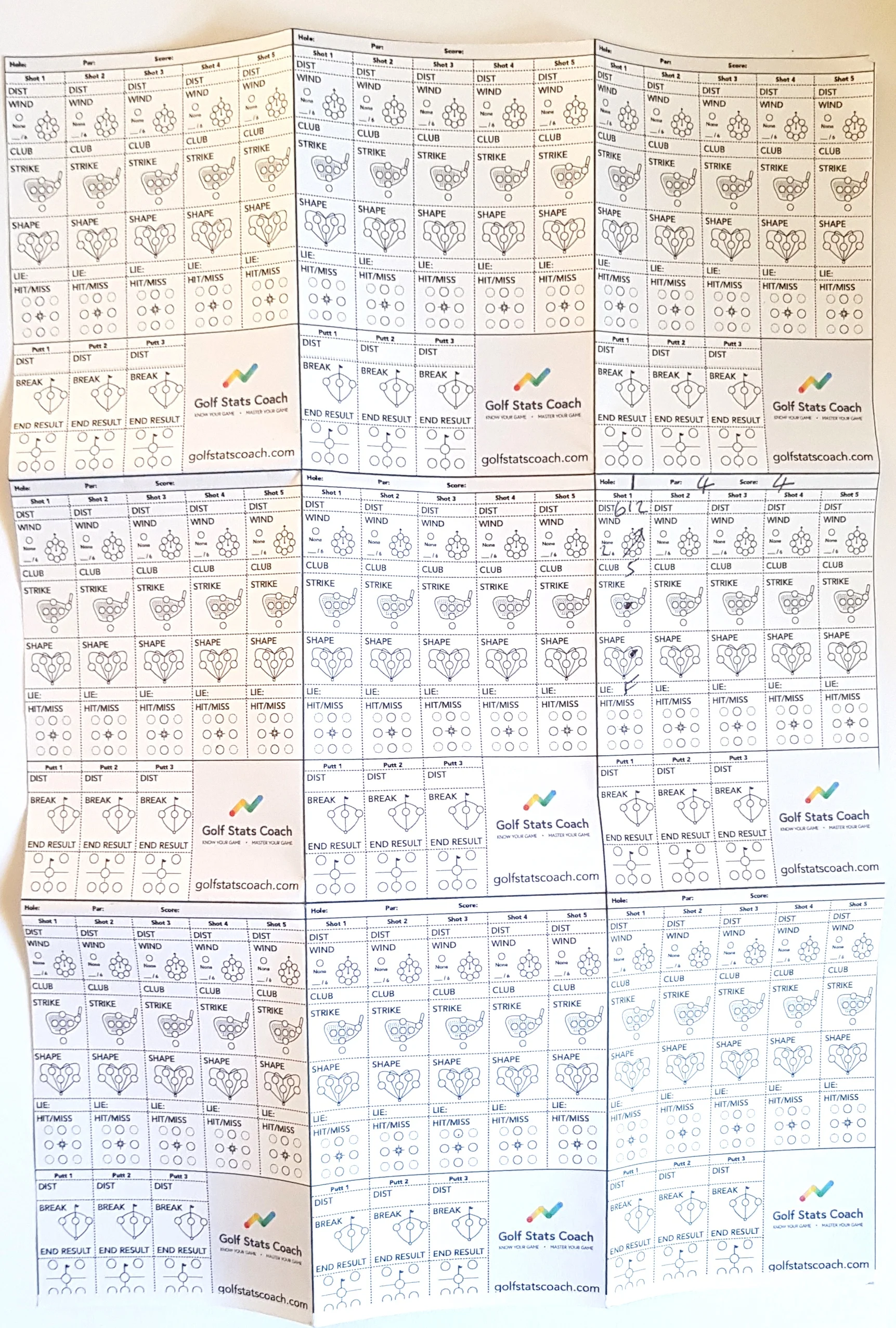 Record a Round Sheets — Golf Stats Coach