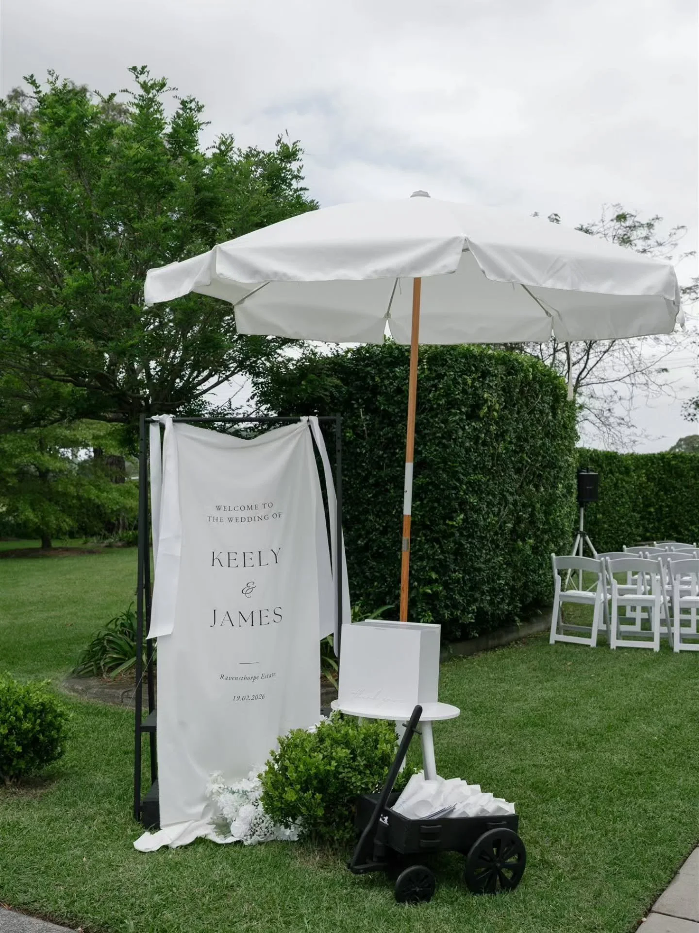 Timeless ceremony details for Keely &amp; James. Soft white styling, amongst the grounds of Ravensthorpe, giving that beautiful garden-party atmosphere. Sarah &amp; Brooke made sure every corner was thoughtfully considered with their styling and coor