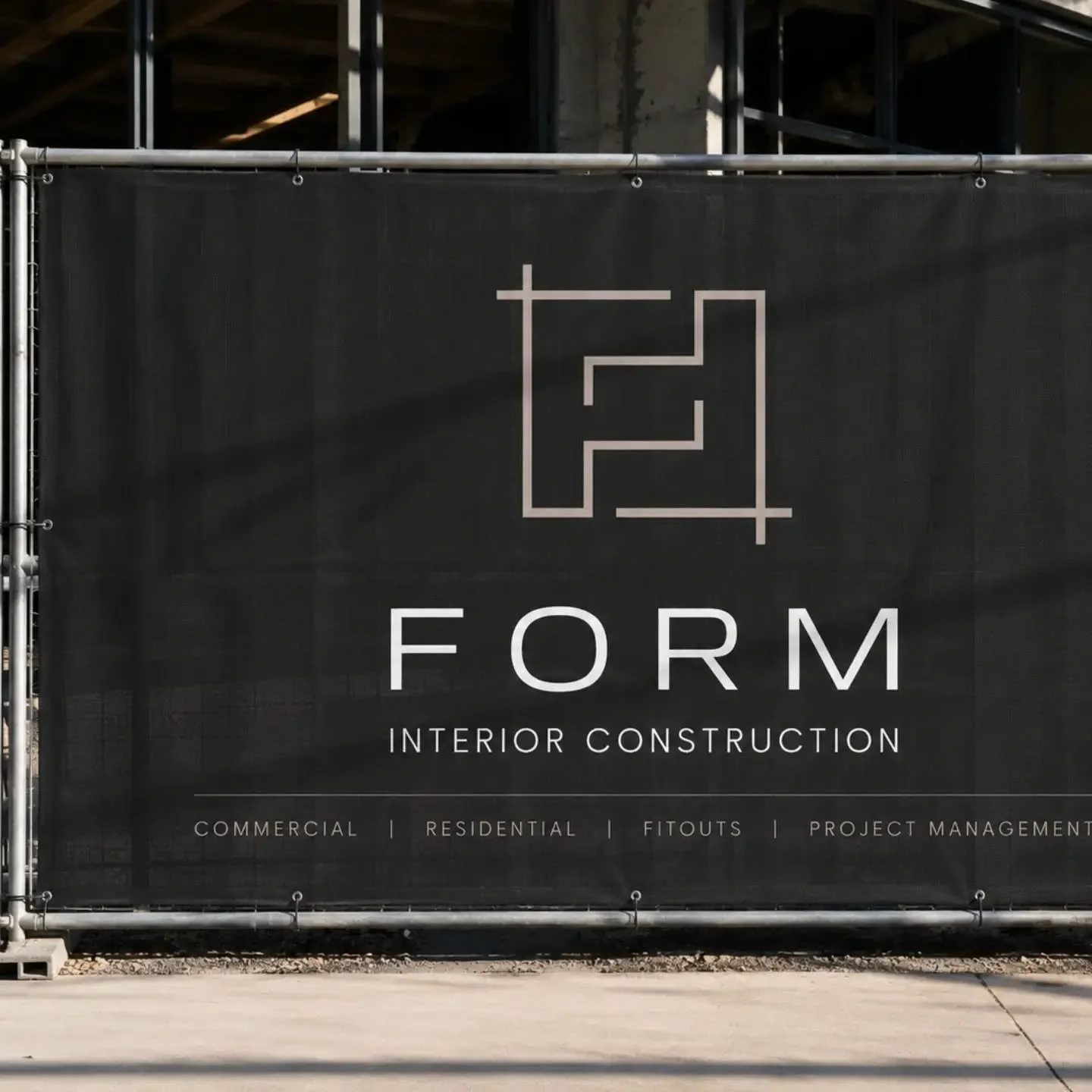 New branding complete for Form Interior Construction.

The brief was to create a unique brand mark inspired by architectural drawings and the client's work in the construction industry.

We created this clean, minimal 'F' icon that feels modern, prof