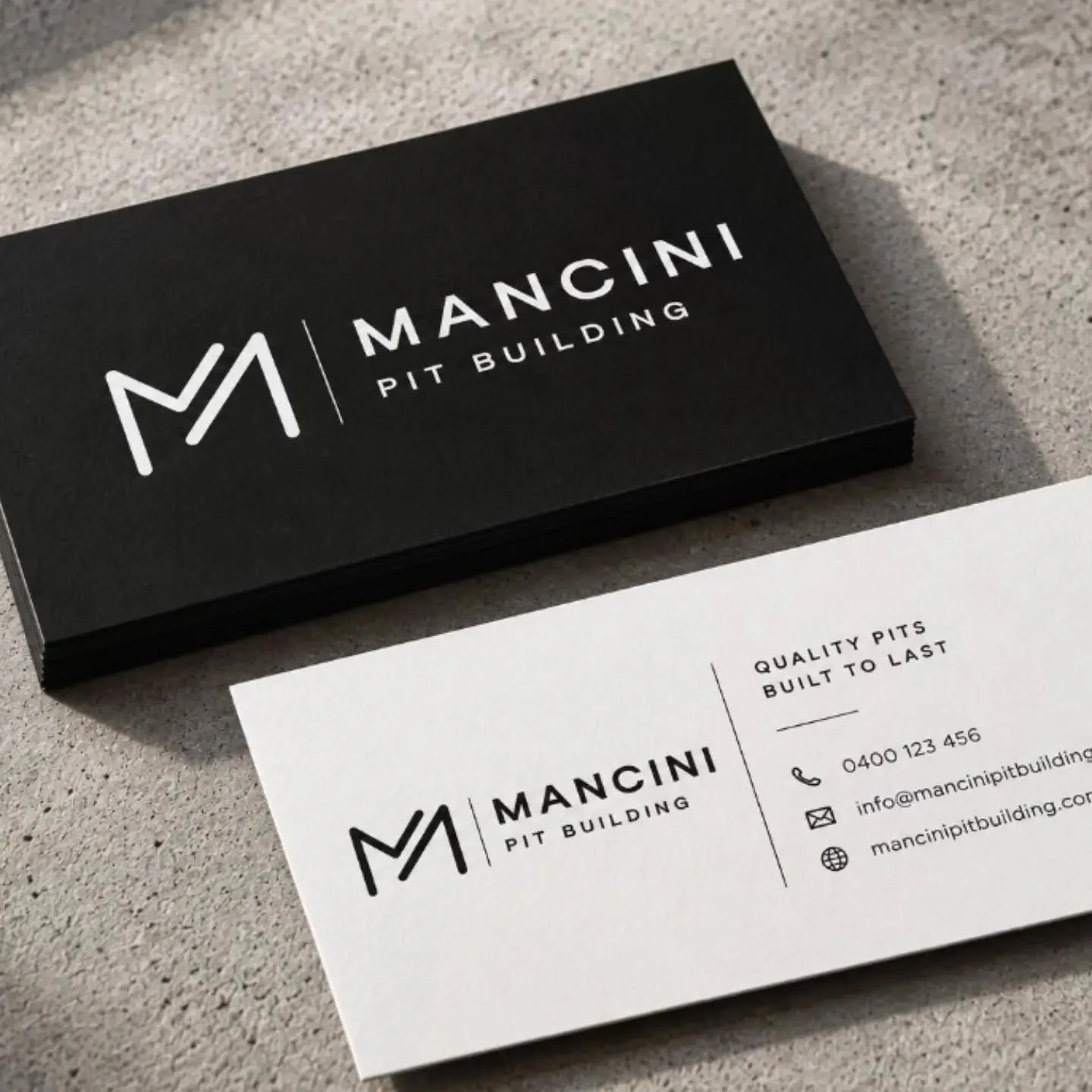 Branding complete for our client in Torquay Victoria 👌 Mancini Pit Building 

We also have some exciting news! 

We will now be offering printed business cards. 
Get in touch for a quote