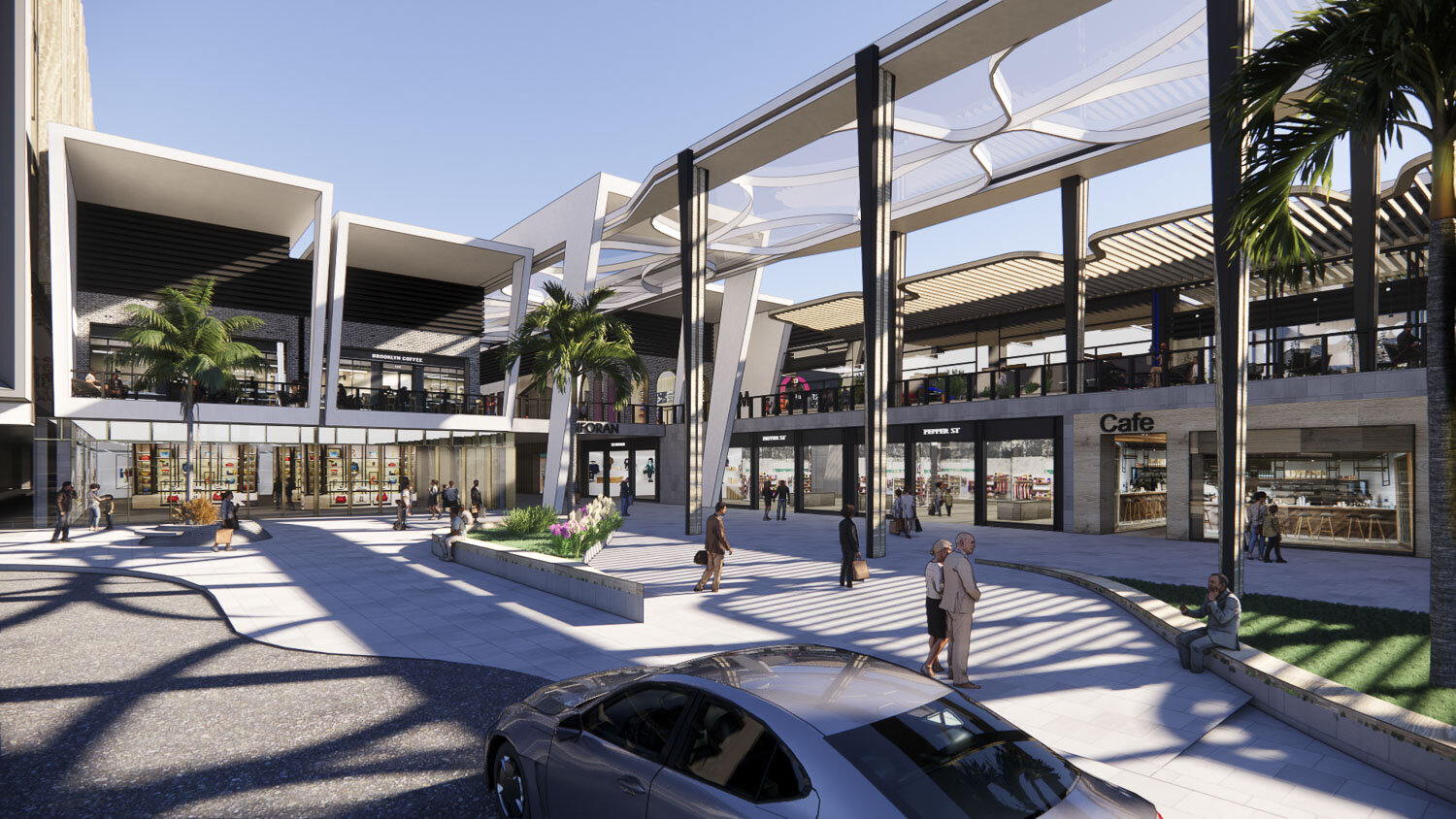 WOMO Architects Los Angeles Silicon Valley Mall Transformation Entrance Canopy