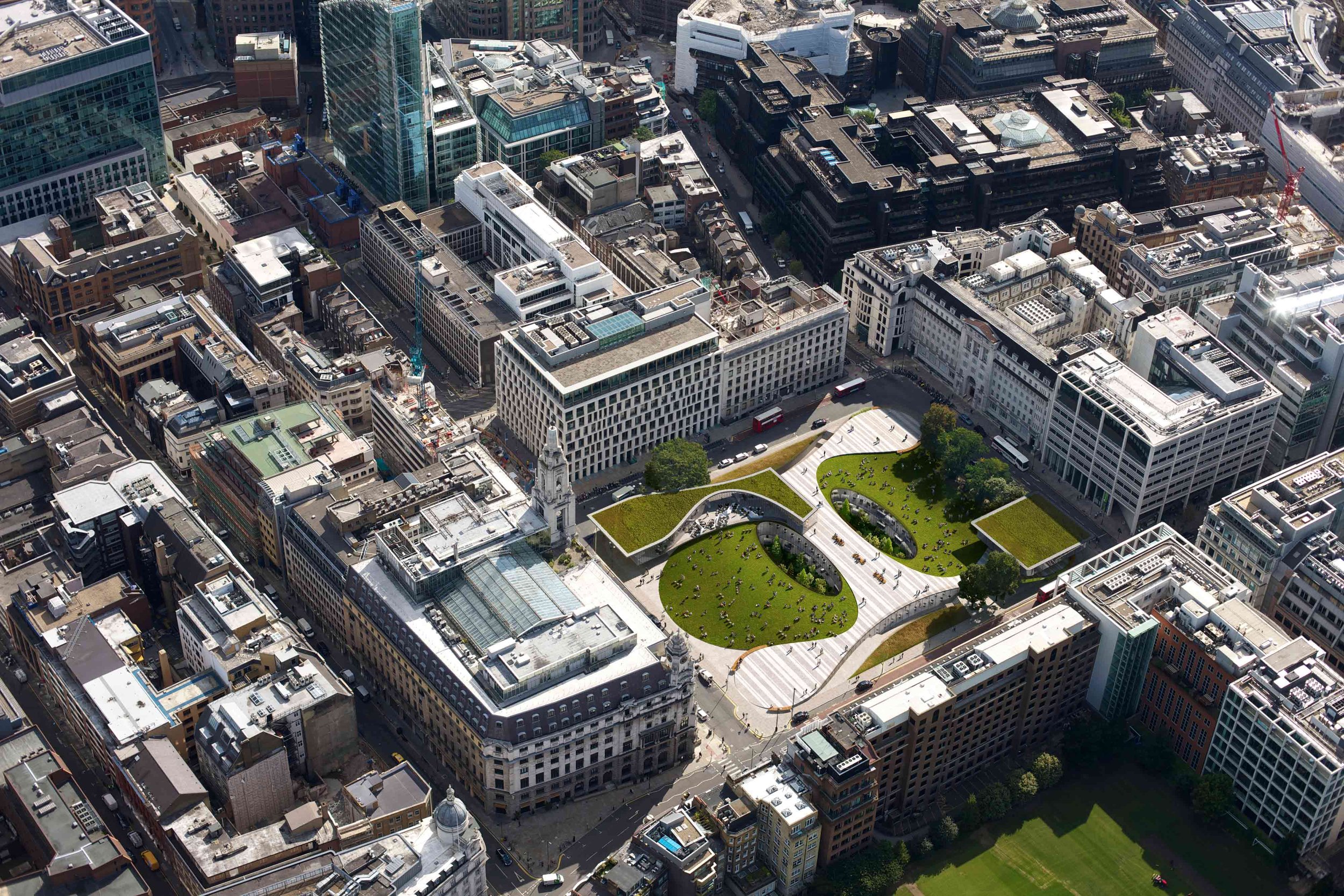 WOMO Architects London Finsbury Square Mixed-use Transformation New Park aerial