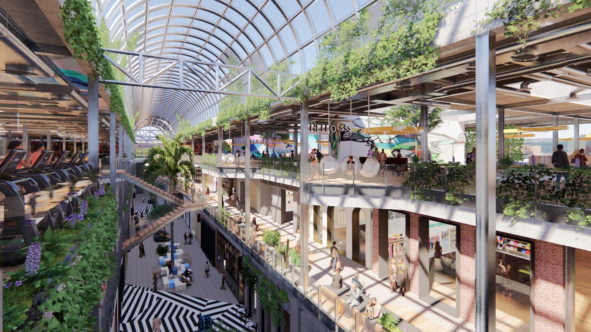 WOMO Architects Los Angeles LA Mall Transformation Renovation Mixed-use gym and retail