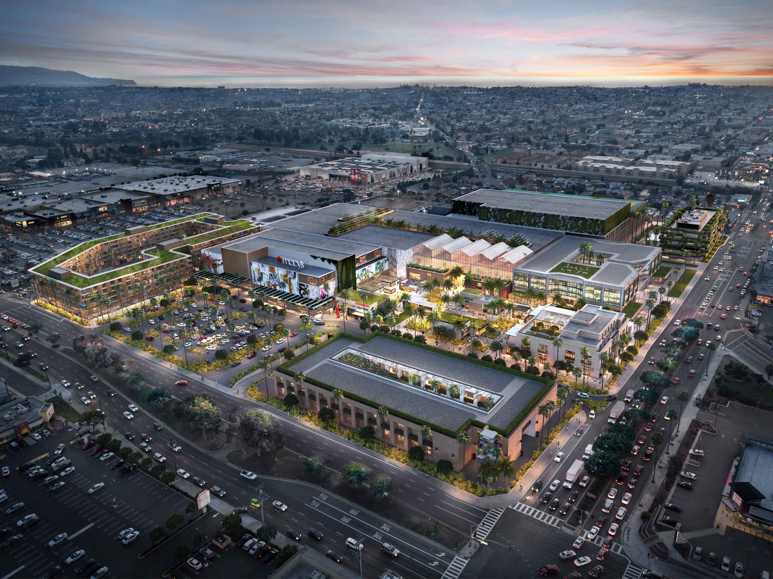 WOMO Architects Los Angeles LA Shopping Center Masterplan Aerial option A
