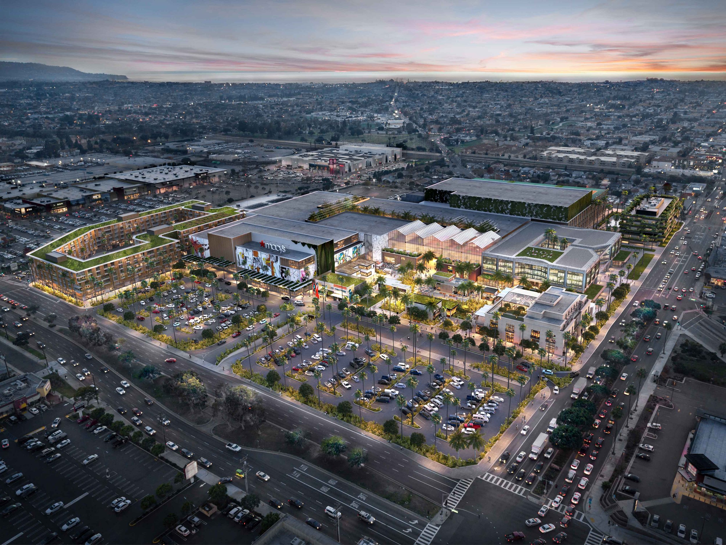WOMO Architects Los Angeles LA Shopping Center Masterplan Aerial Option B