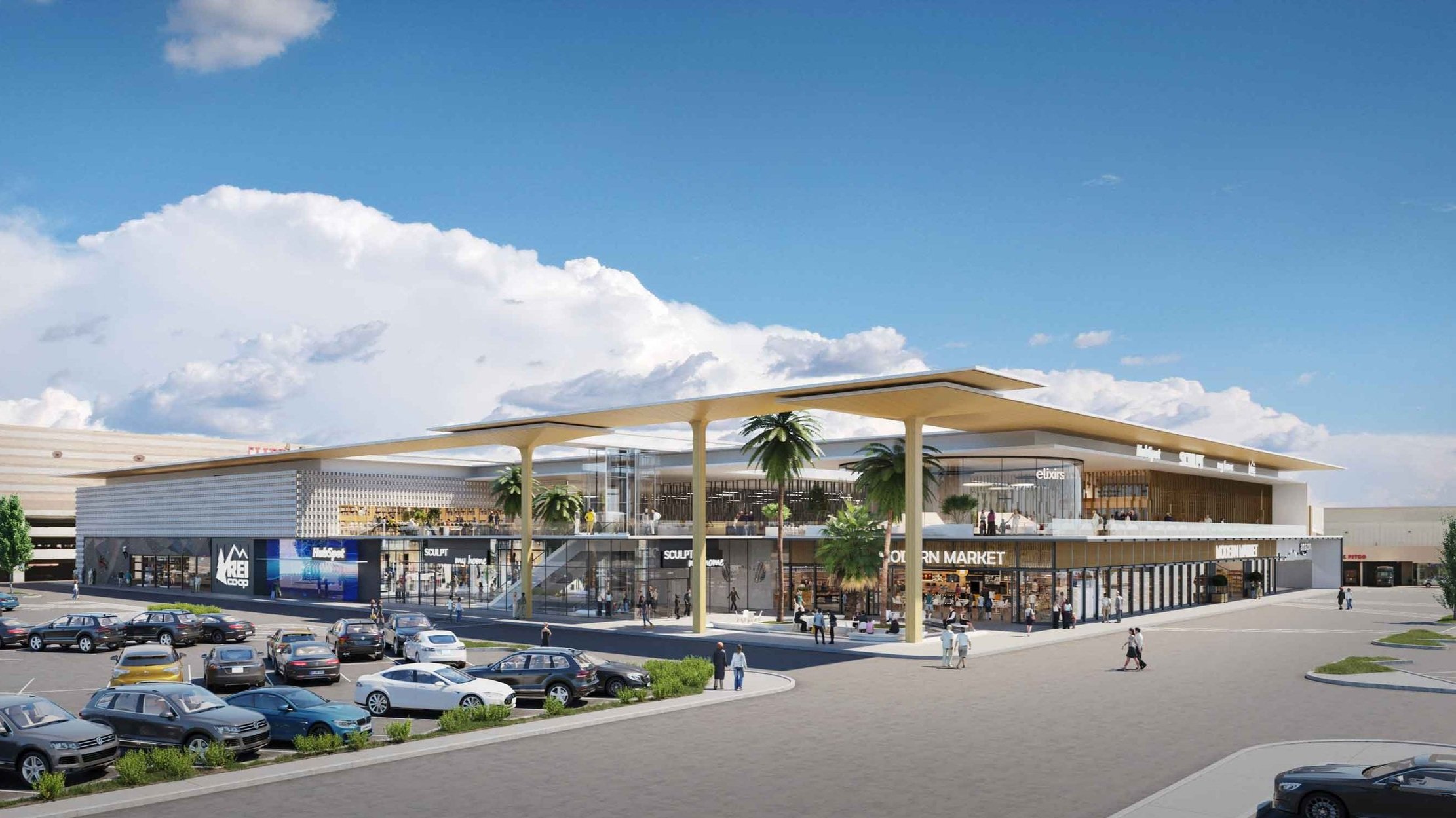 WOMO Architects San Bruno Food &amp; Commercial Center Retail Existing Sears New Center