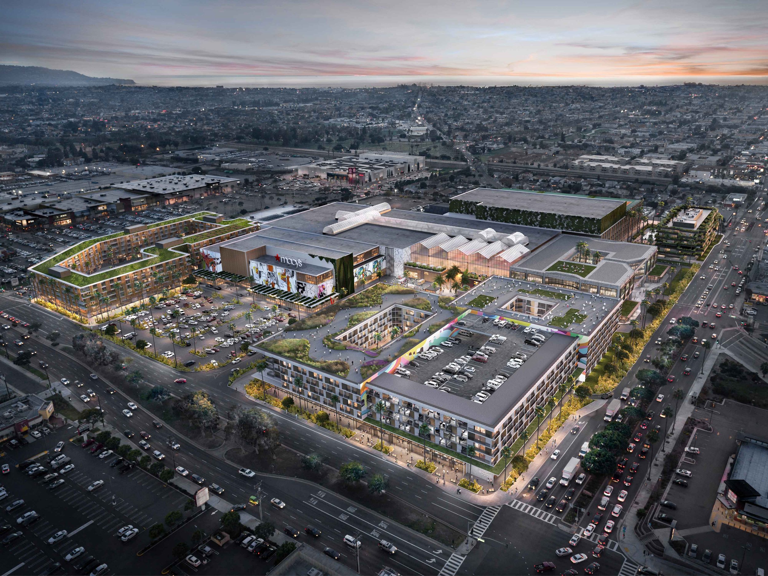WOMO Architects Los Angeles LA Shopping Center Masterplan Aerial Option C