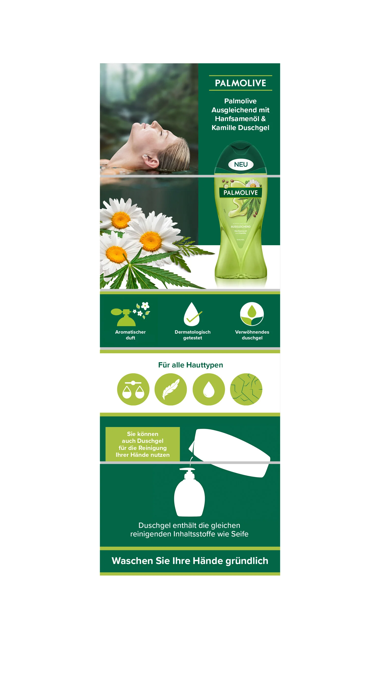 Amazon A+ Banner for Palmolive Balancing with hemp seed oil