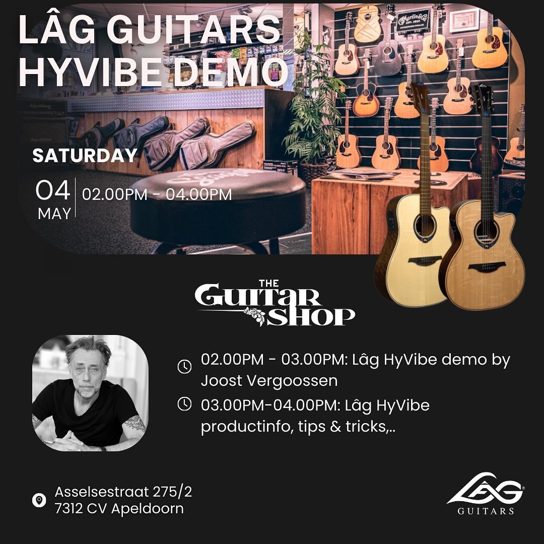 Join us at @the_guitarshop in Apeldoorn on Saturday, May 4th, for an exciting free L&acirc;g HyVibe Demo, hosted by @joostvergoossen ! 🎸
&nbsp;
But wait, there&rsquo;s more! The Guitarshop will be giving away 2x @lagguitars T70D guitars to two lucky