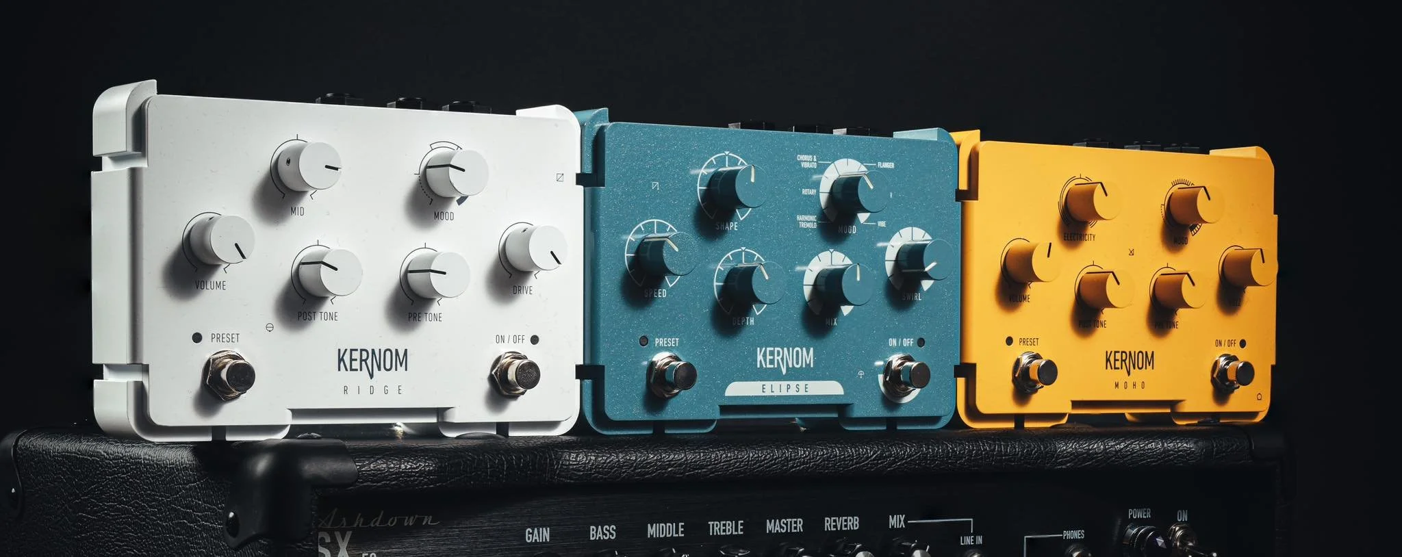 The 3 Kernom Pedals, Moho, Elipse and Ridge