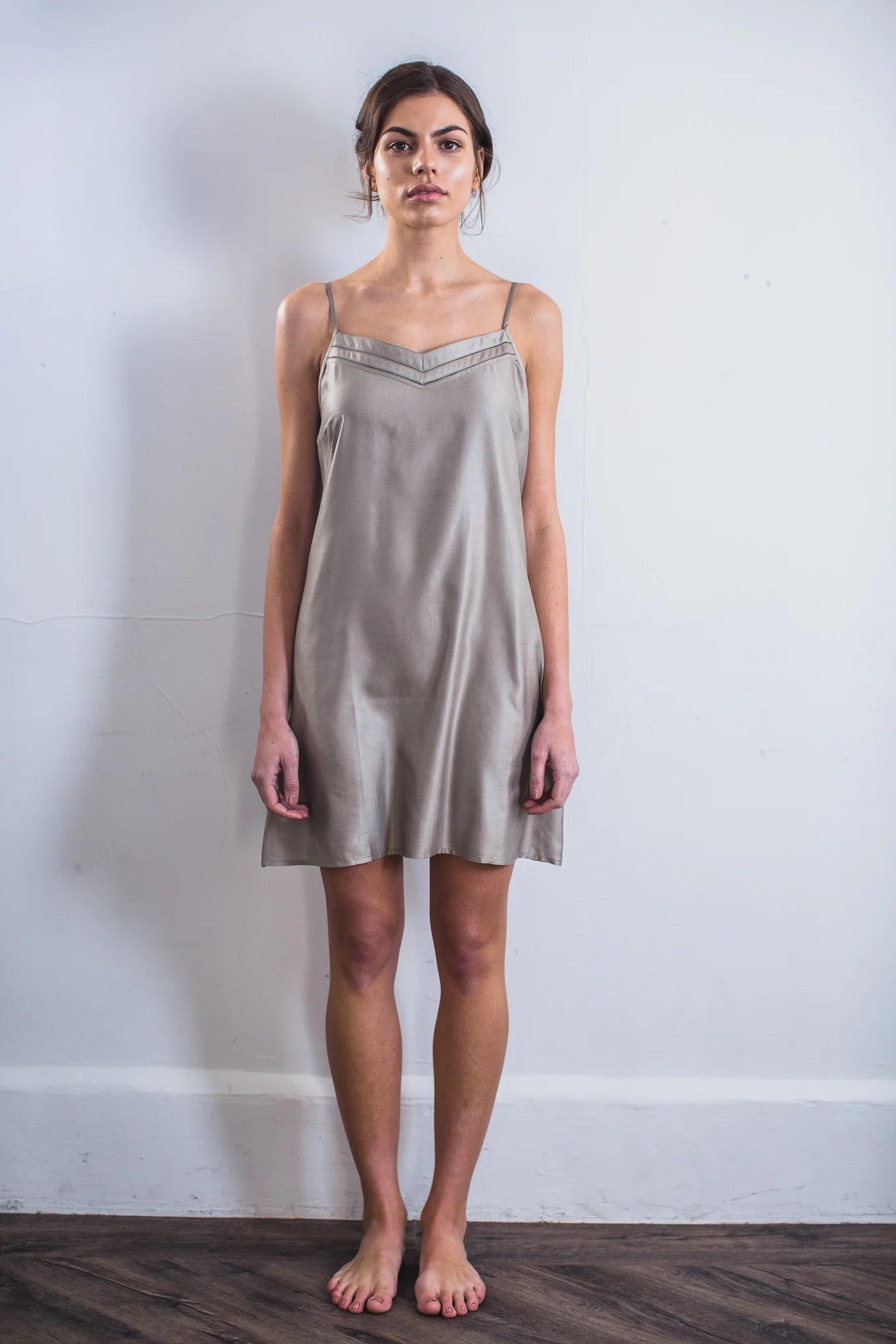 grey silk slip