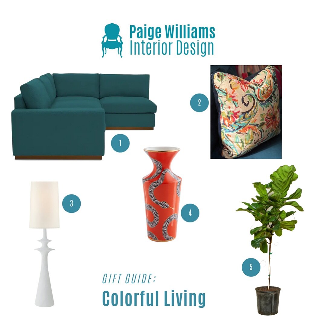 Colorful Living Space | By Paige Williams 

Velvet Sectional
We LOVE color at PWID! Go big or go home this holiday season by opting to gift this custom velvet sectional in a stunning teal colorway that we can help fit seamlessly into any space. 

Pil