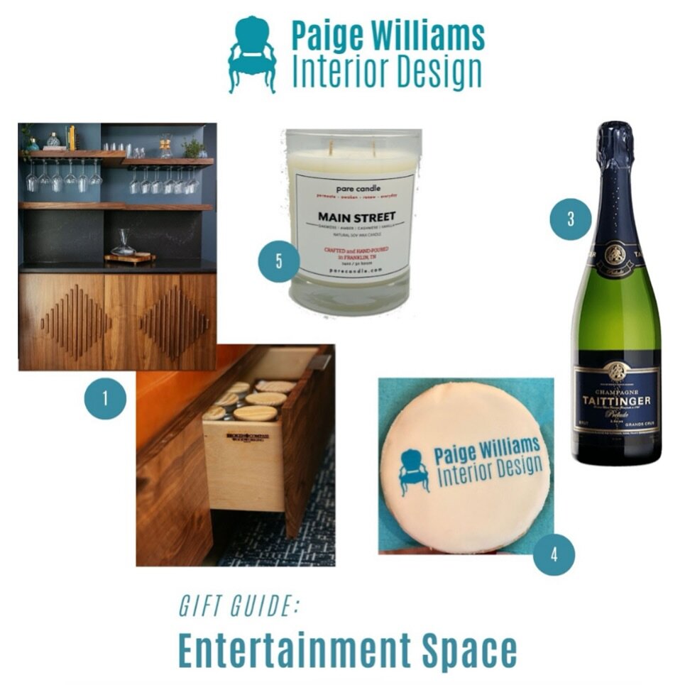 Entertainment Space / Curated by our design office manager, Sarah Rifkin

Custom Bar
Have a loved one that loves entertaining? Give the ultimate gift of a custom entertainment space. We love working with @brokencompasswoodworking to design the perfec