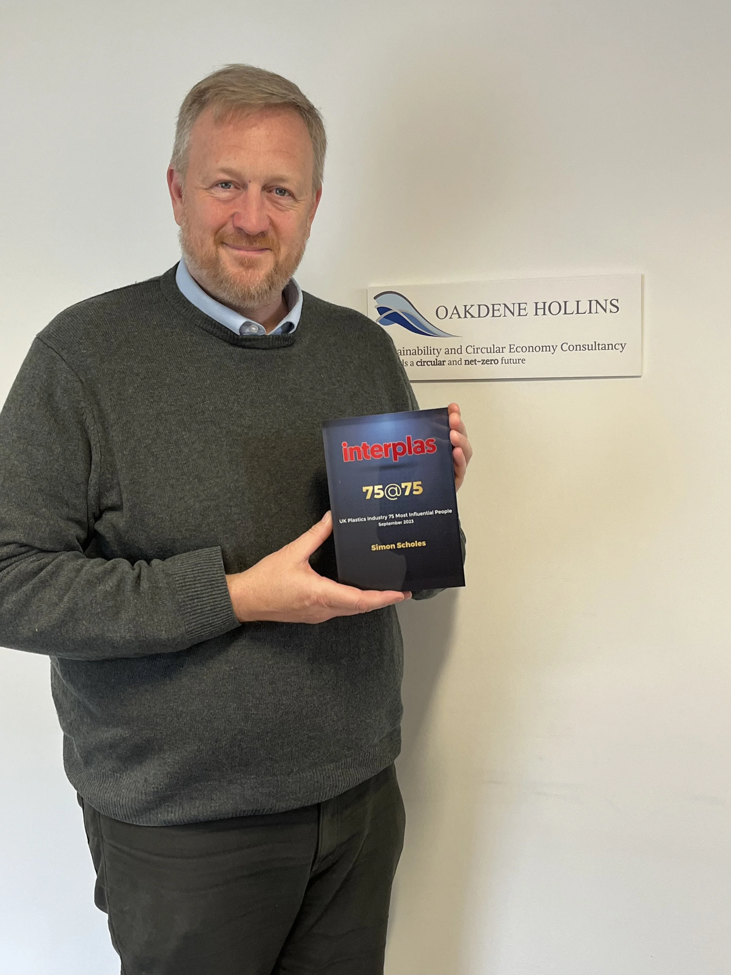 Oakdene Hollins Director Simon Scholes awarded Top 75 Influencers award in the UK Plastics sector