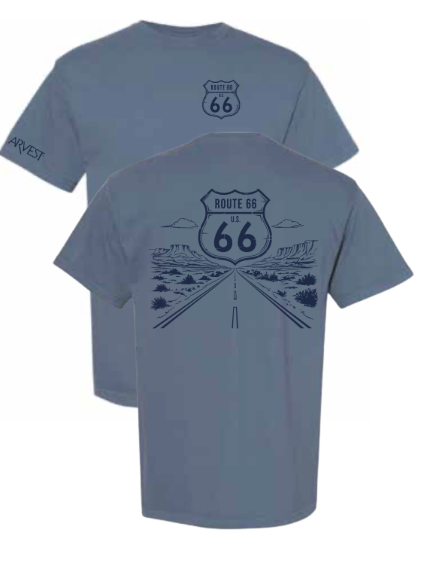 ARVEST TULSA ROUTE 66 BLUE JEAN TEE