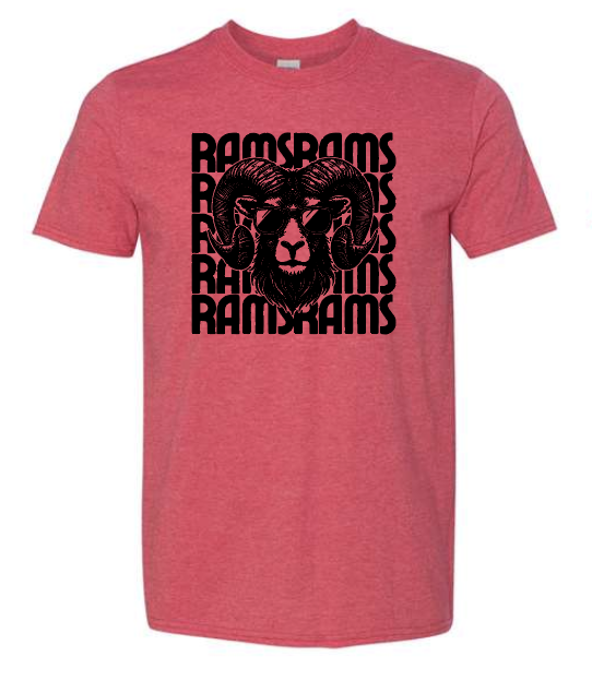 Red Oak Rams Tee HEATHER RED