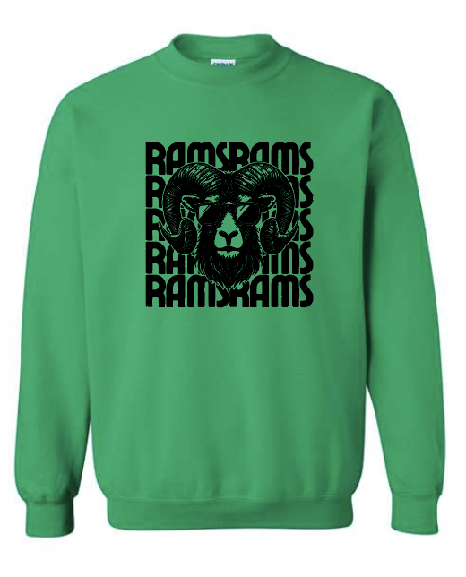 Red Oak Rams Crewneck IRISH GREEN
