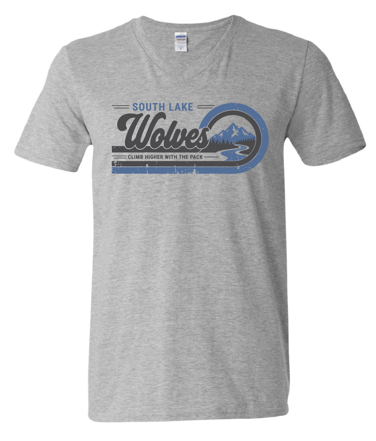 Wolves V-neck Tee Gray
